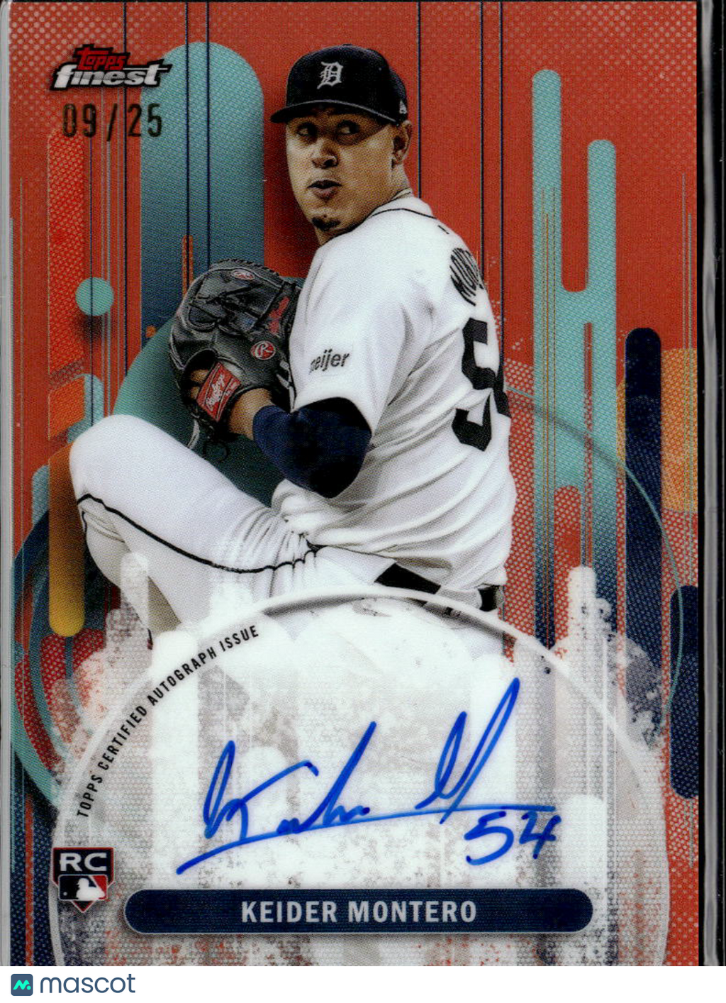 Keider Montero 2025 Topps Finest Auto Autograph Orange RC 9/25 Detroit Tigers