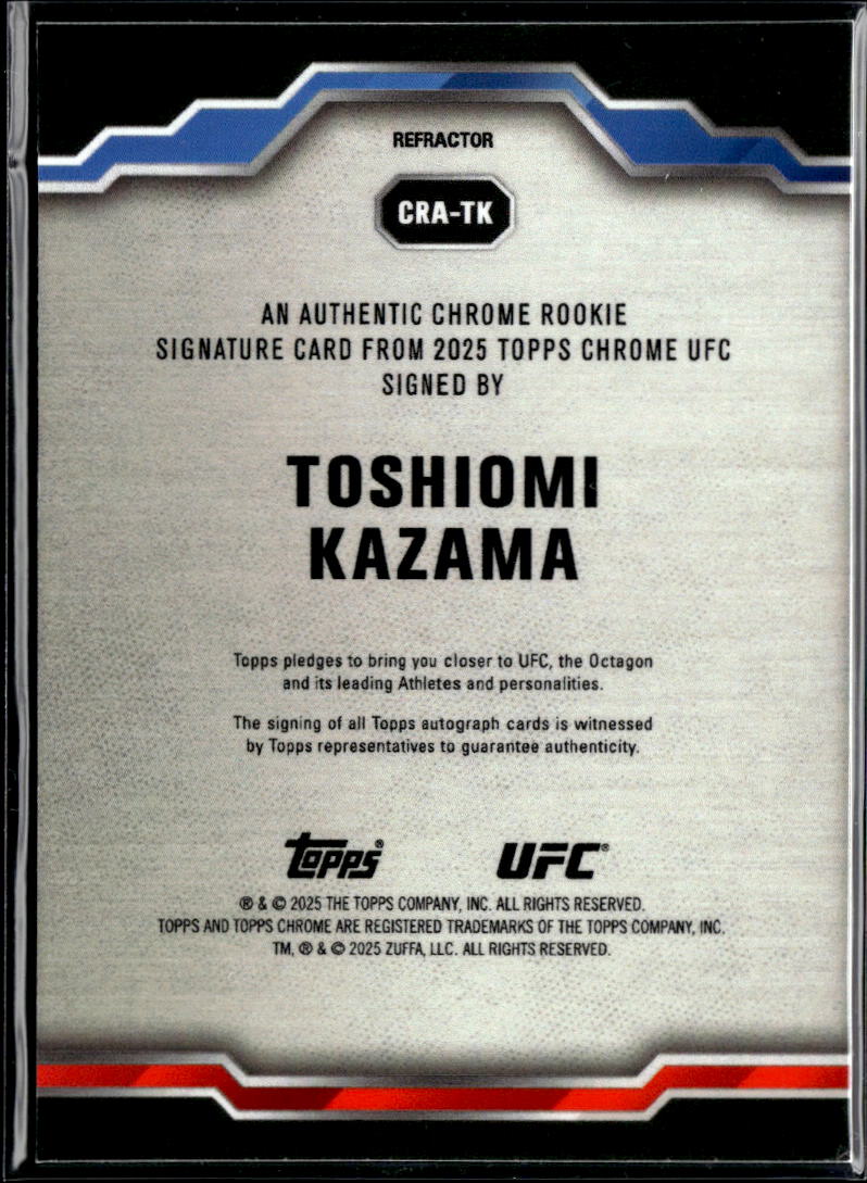 Toshiomi Kazama 2025 Topps Chrome UFC Auto Autograph RC Rookie 138/199