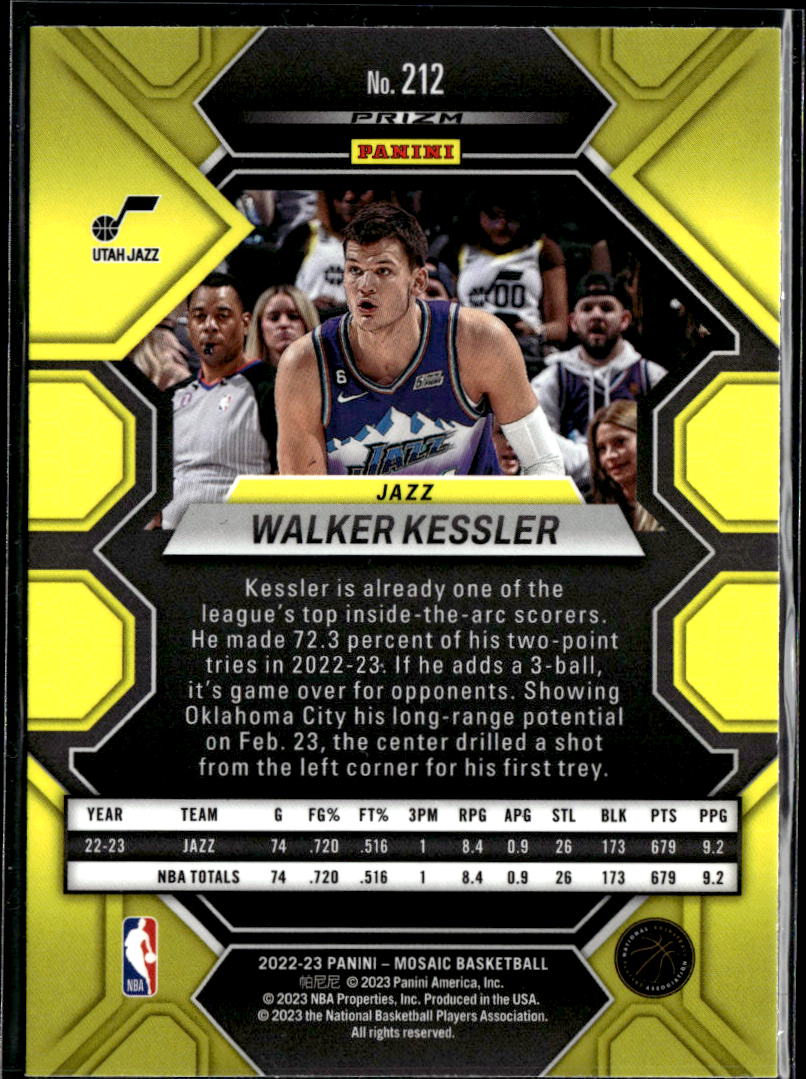 Walker Kessler 2022-23 Mosaic Peacock Prizm Rookie RC SSP SHORTPRINT Utah Jazz