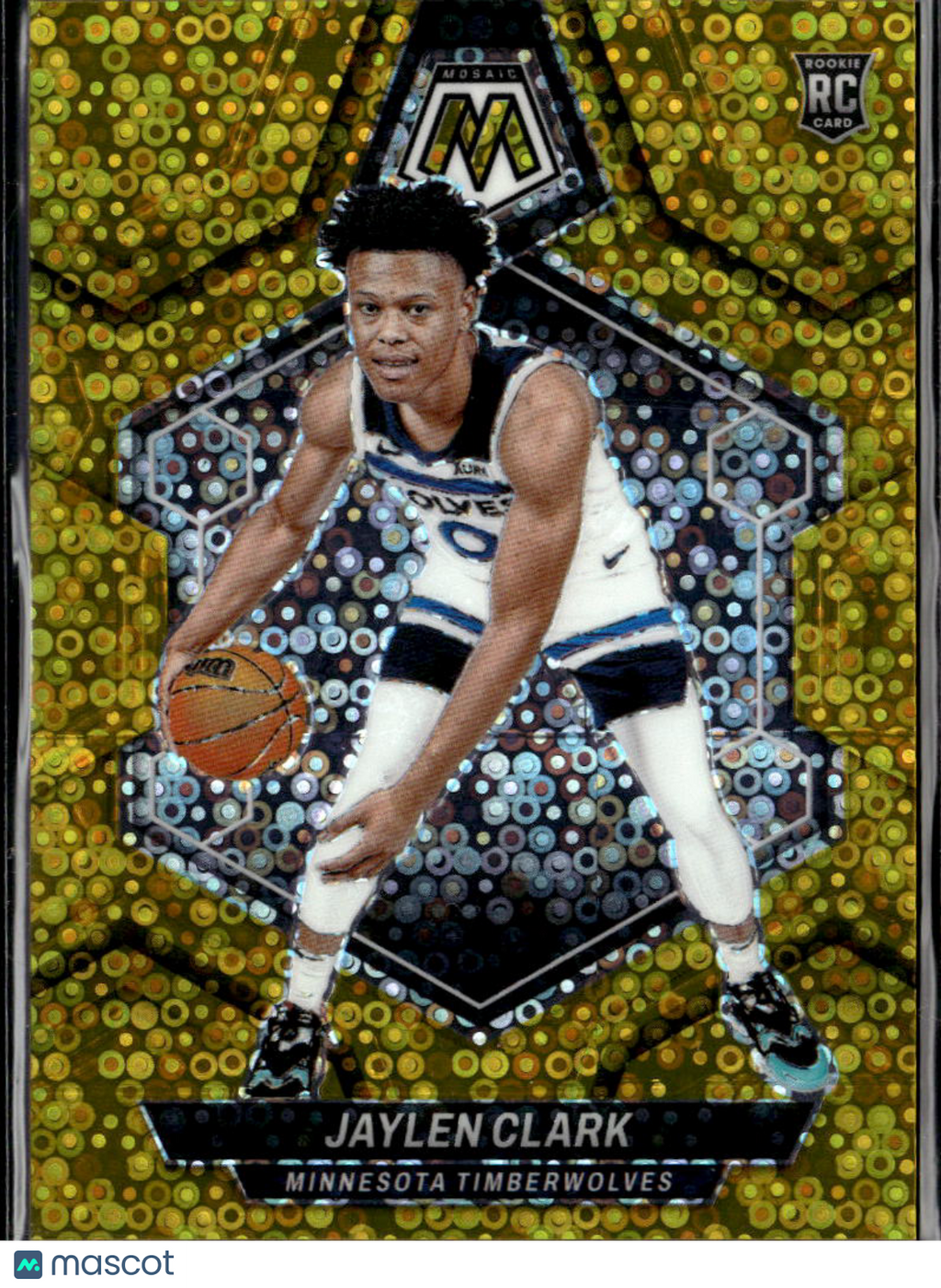 Jaylen Clark 3-24 Mosaic GOLD Disco Prizm Rookie RC 1/10 Minnesota Timberwolves