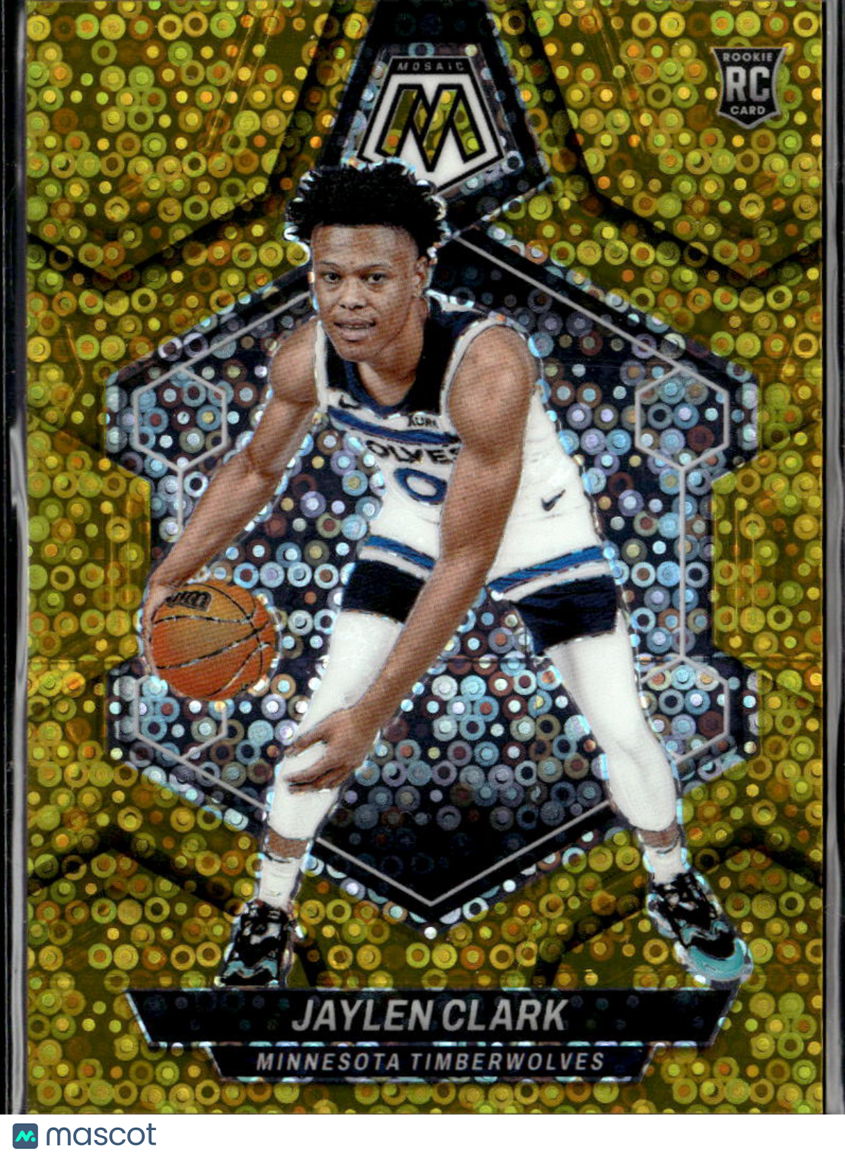 Jaylen Clark 3-24 Mosaic GOLD Disco Prizm Rookie RC 1/10 Minnesota Timberwolves