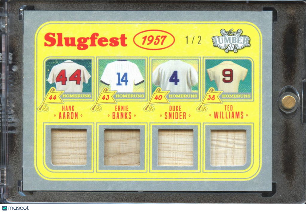 Hank Aaron Ernie Banks Ted Williams / Snider 2025 Leaf Lumber Game Used Bat 1/2