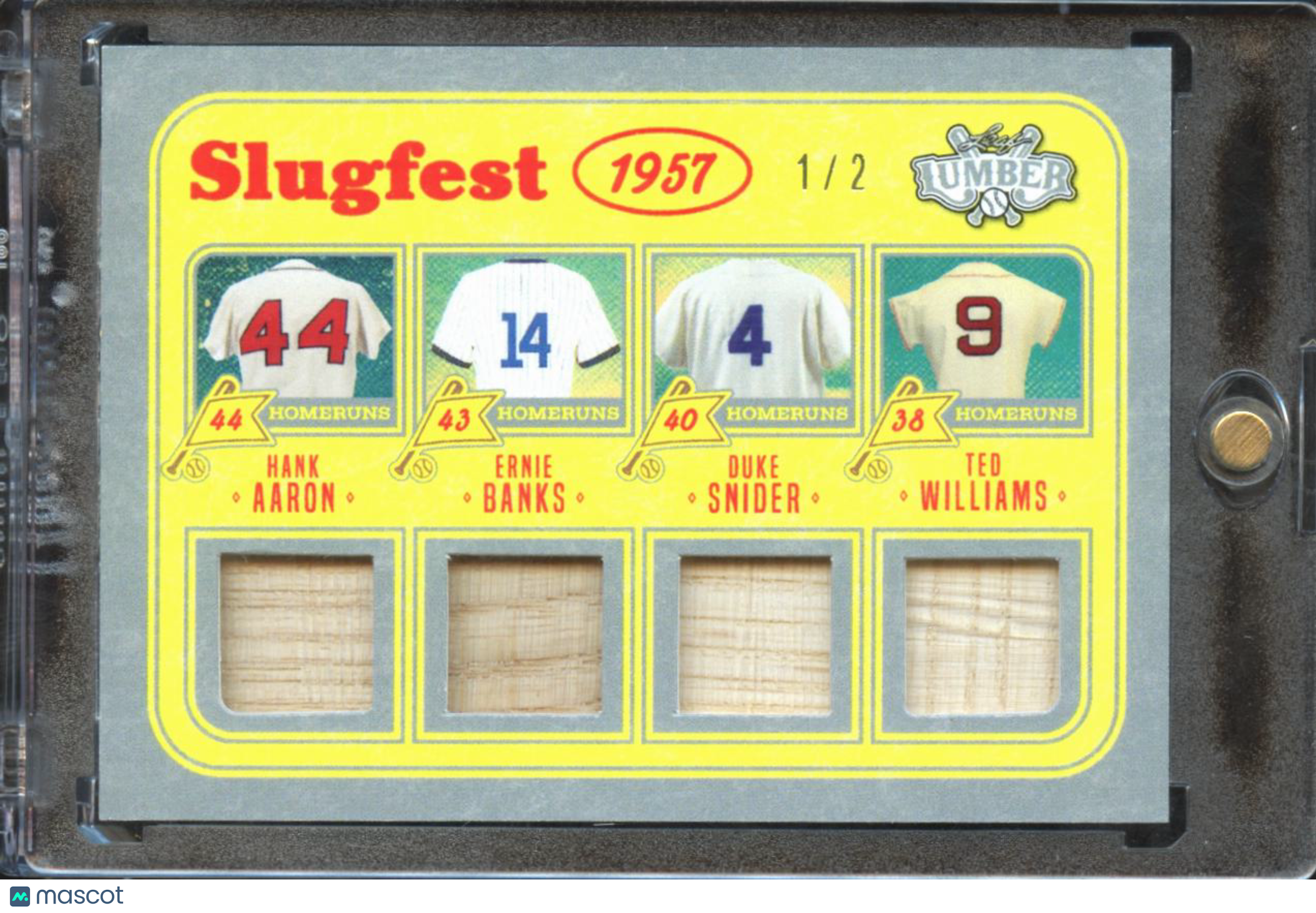 Hank Aaron Ernie Banks Ted Williams / Snider 2025 Leaf Lumber Game Used Bat 1/2