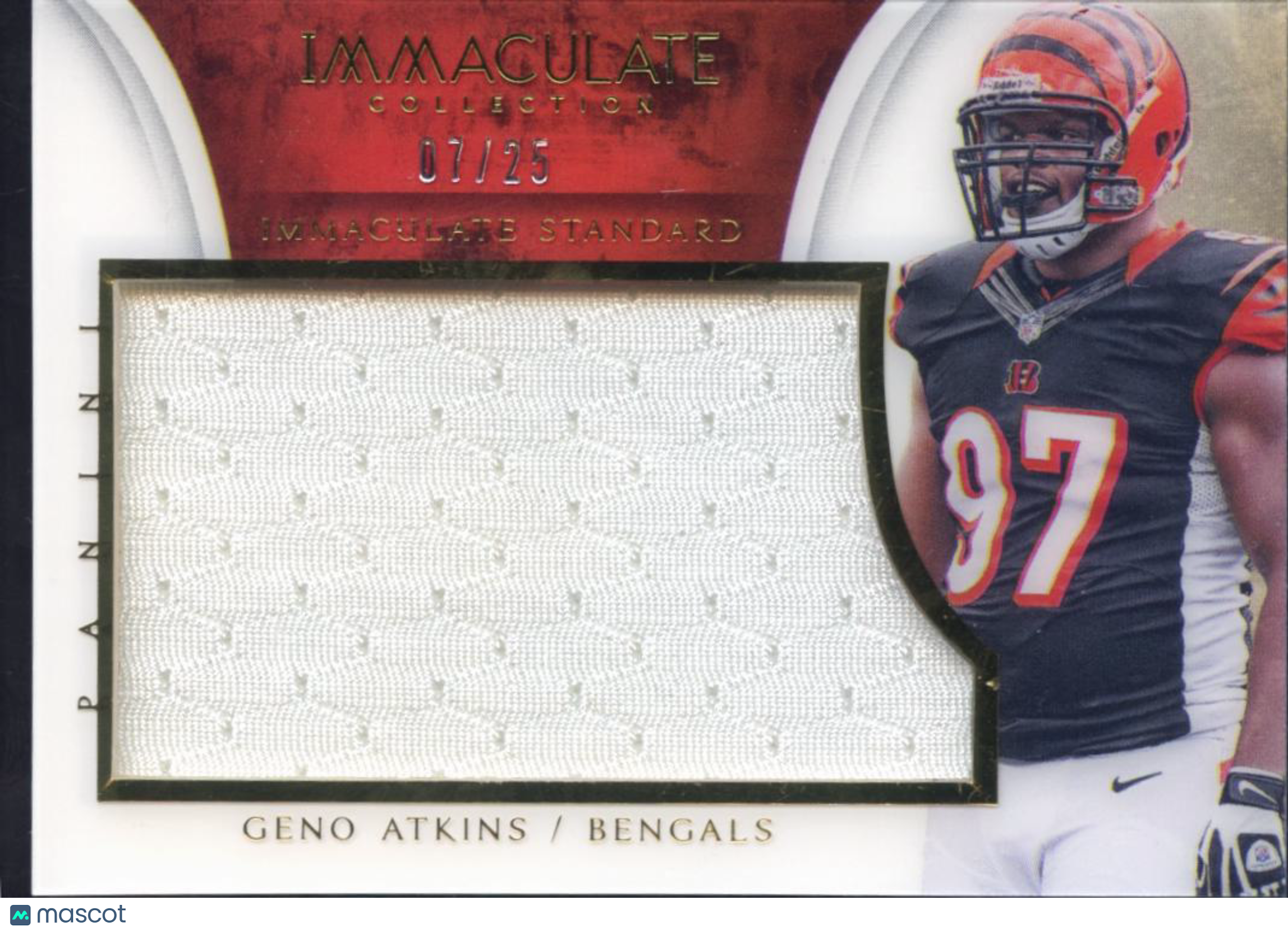 Geno Atkins 2015 Immaculate Game Worn Jersey Patch 7/25 Cincinnati Bengals