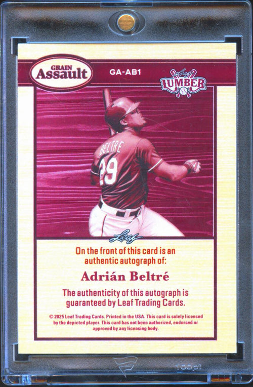 Adrián Beltré 2025 Leaf Lumber Auto Autograph 18/30 Texas Rangers
