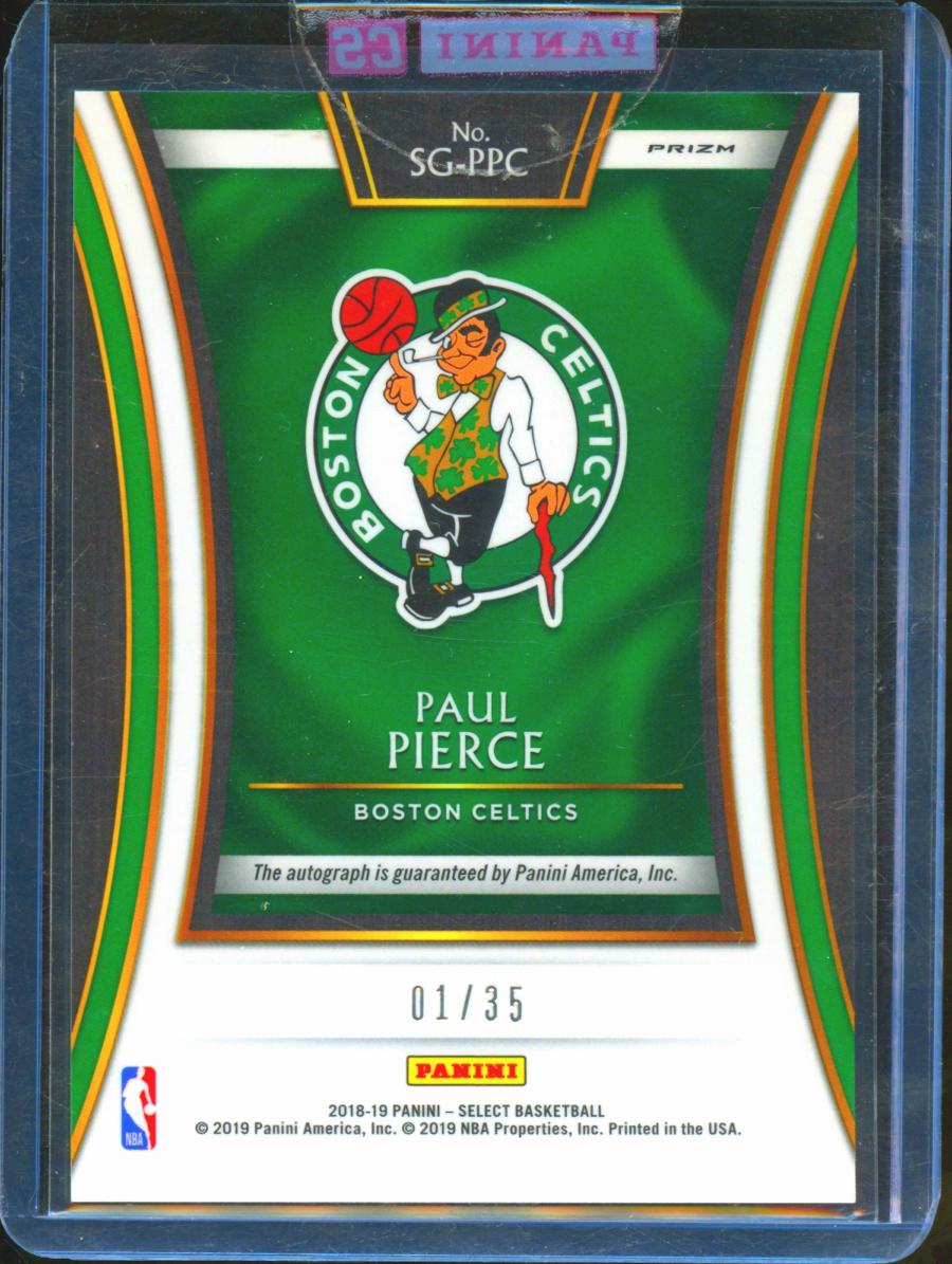 Paul Pierce 2018-19 Select Auto Autograph Green Prizm 1/35 Boston Celtics
