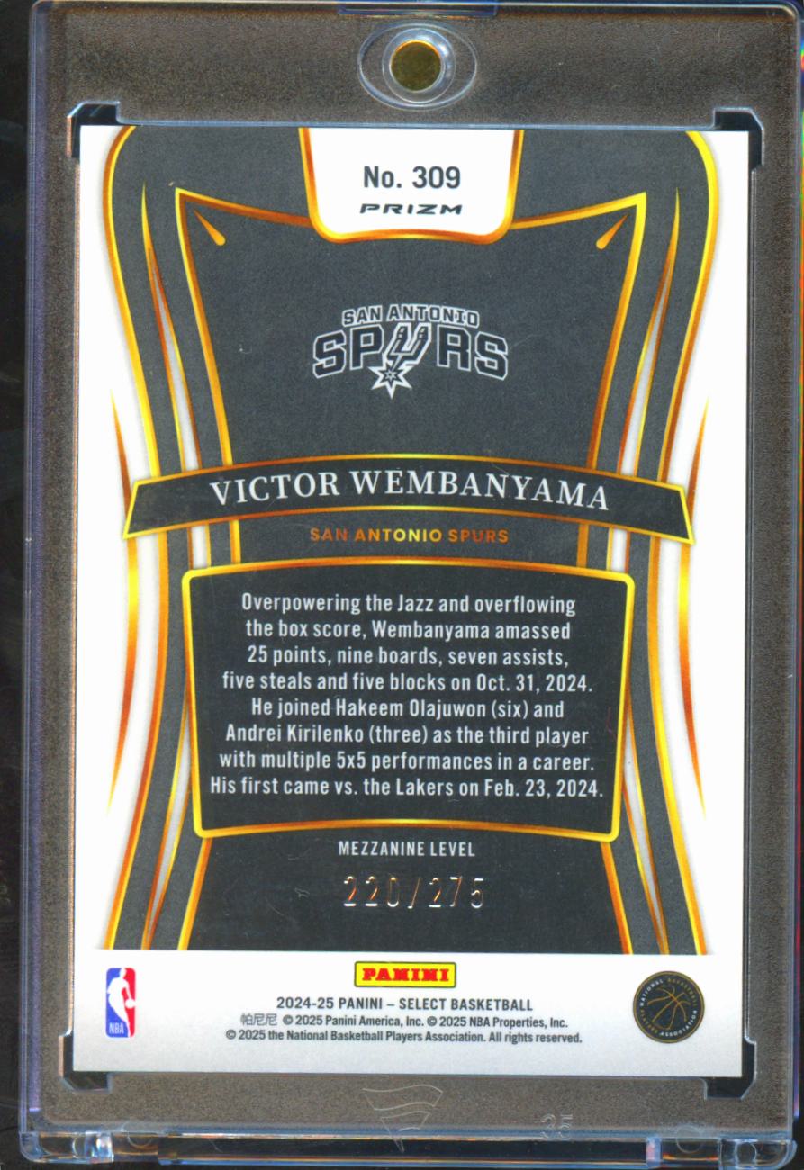 Victor Wembanyama 2024-25 Select Mezzanine Orange Ice Prizm 220/275 Spurs