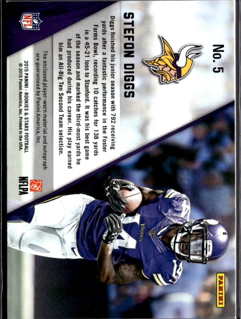 Stefon Diggs 2015 Rookies & Stars Auto Autograph Jersey Patch RC 81/99 Vikings