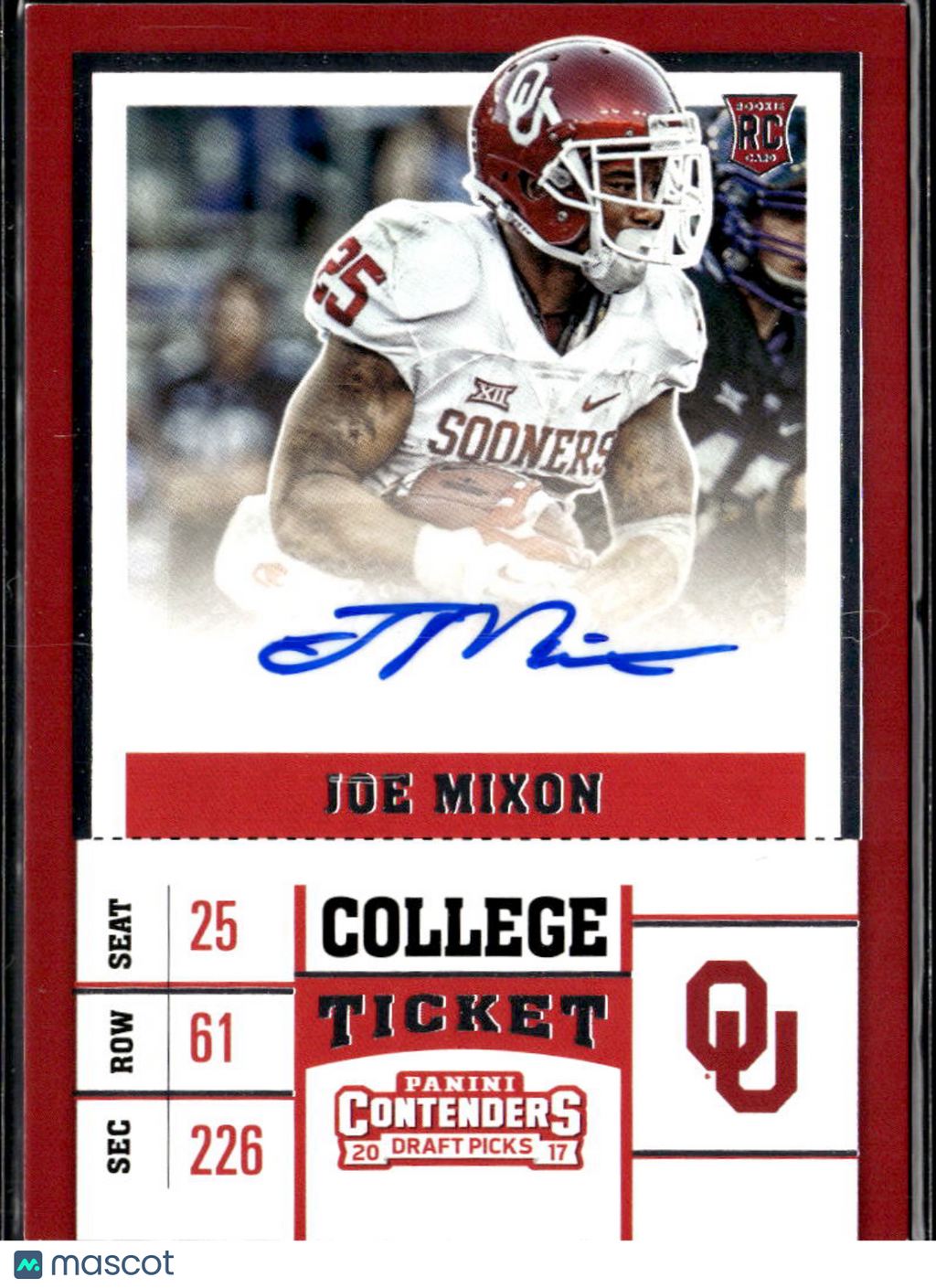 Joe Mixon 2017 Contenders Auto Autograph Rookie RC Oklahoma Sooners
