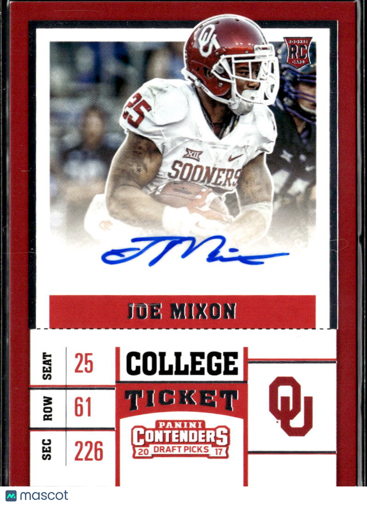 Joe Mixon 2017 Contenders Auto Autograph Rookie RC Oklahoma Sooners