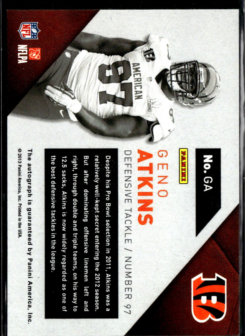 Geno Atkins 2013 Panini Player of the Day Auto Autograph SSP SHORTPRINT Bengals