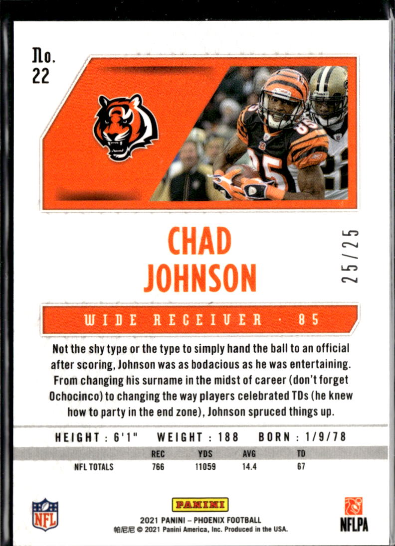 Chad Johnson 2021 Phoenix Teal Lazer 25/25 Cincinnati Bengals