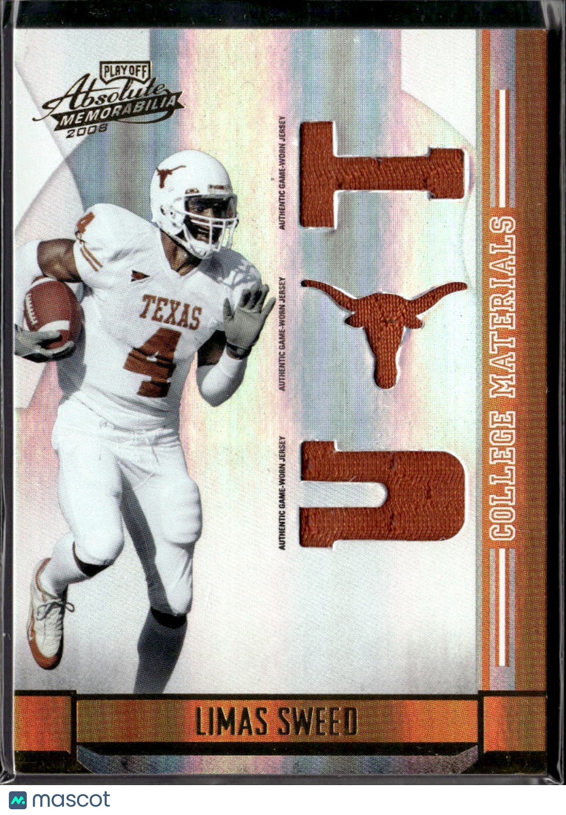 Limas Sweed 2008 Playoff Absolute Game Worn Jersey Patch 10/100 Texas Longhorns