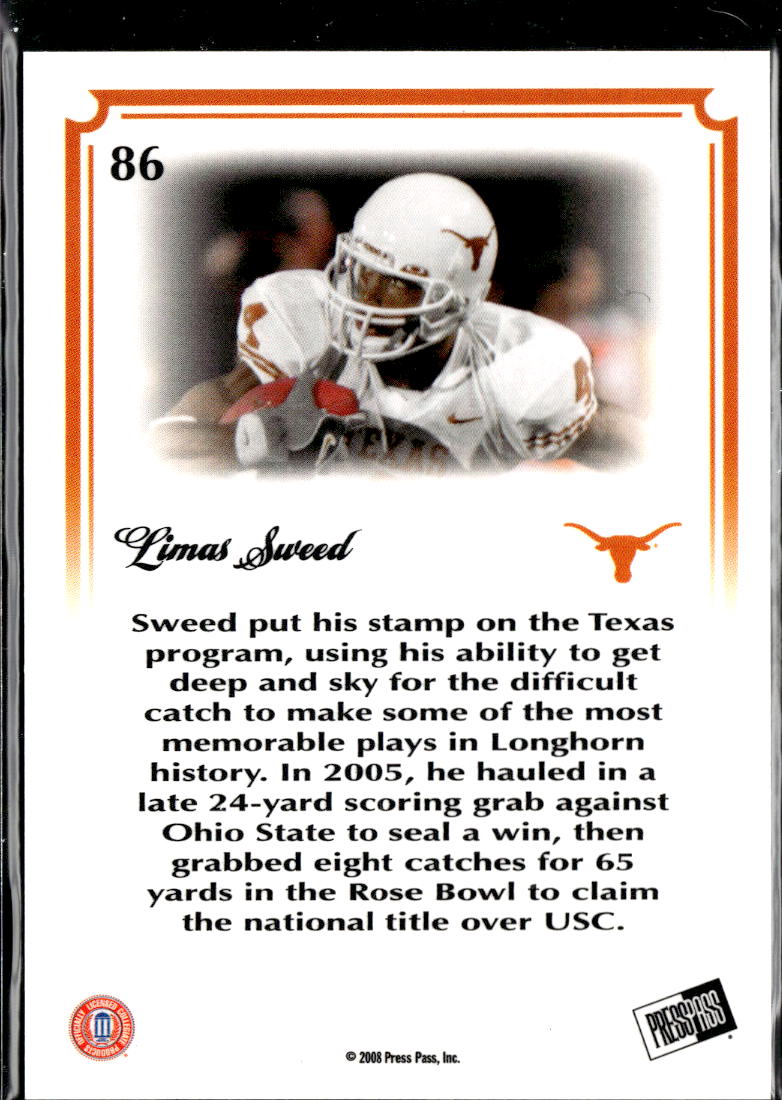 Limas Sweed 2008 Press Pass Legends Bowl Edition GOLD RC 11/50 Texas Longhorns