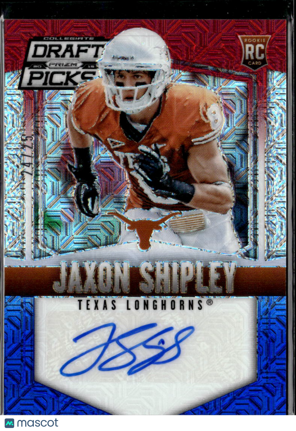 Jaxon Shipley 2015 Prizm Draft Red White Blue Autograph 24/25 Texas Longhorns