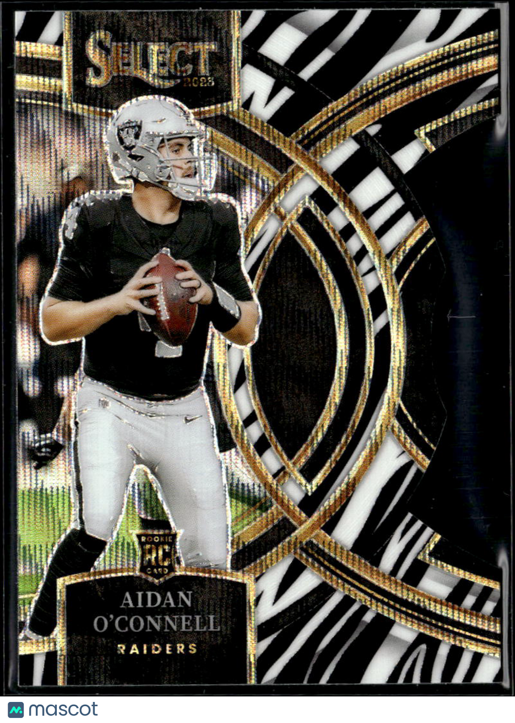 Aidan O'Connell 2023 Select Zebra Prizm Rookie RC Las Vegas Raiders