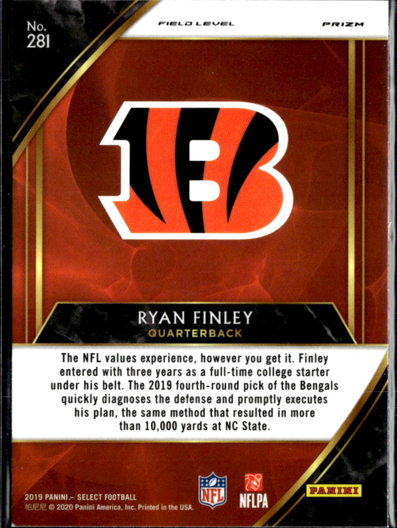 Ryan Finley 2019 Zebra Prizm Rookie RC SSP Cincinnati Bengals