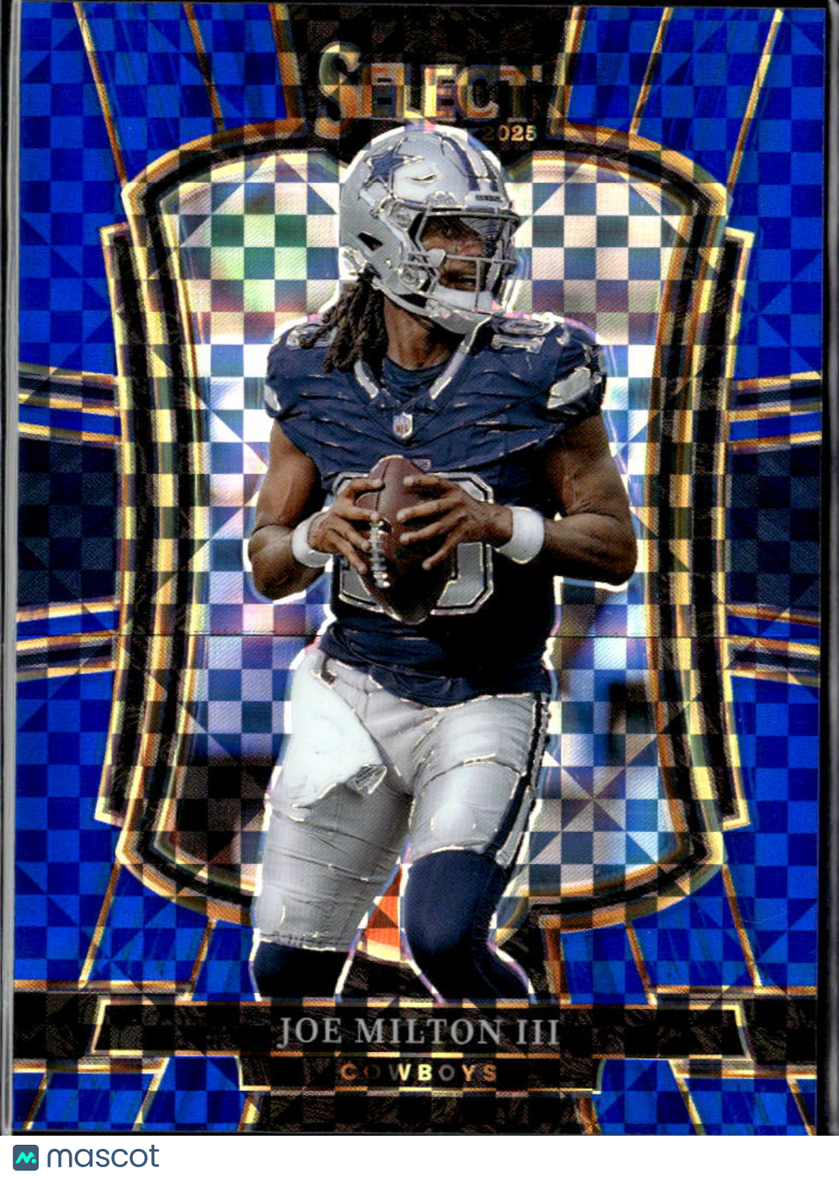 Joe Milton III 2025 Select Blue Checkerboard Prizm 123/175 Dallas Cowboys