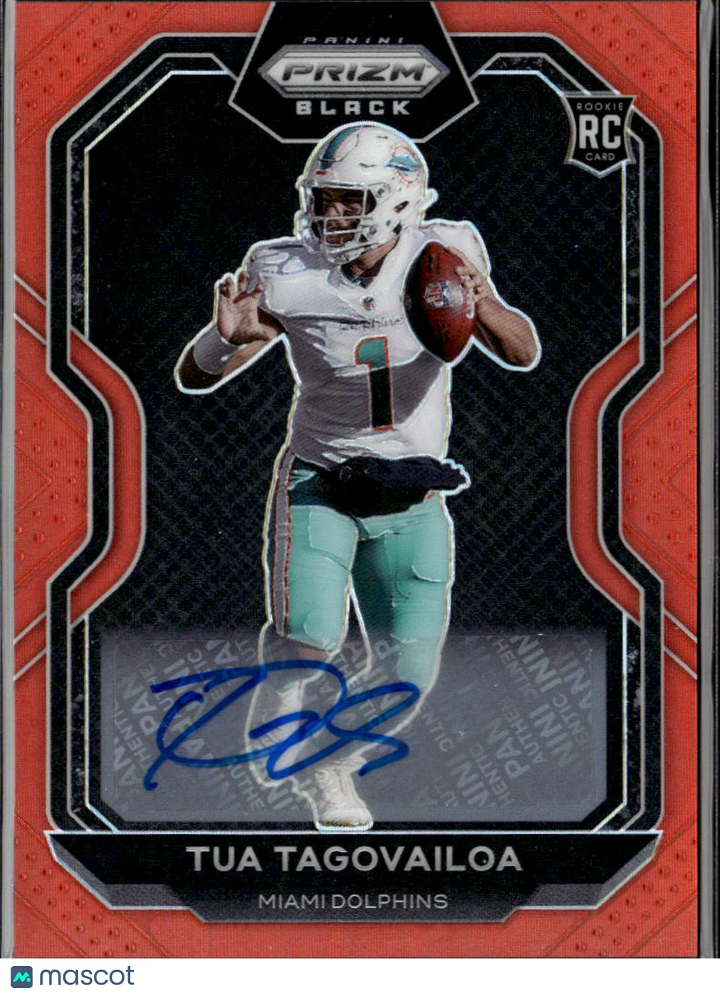 Tua Tagovailoa 2020 Prizm Black Auto Autograph Orange RC 36/75 Miami Dolphins