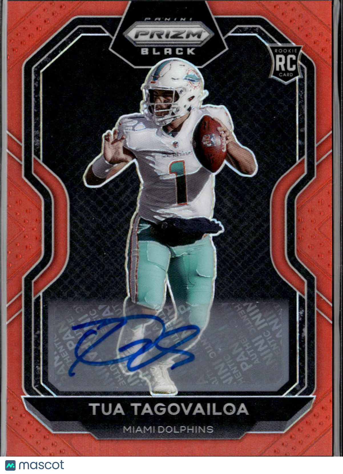 Tua Tagovailoa 2020 Prizm Black Auto Autograph Orange RC 36/75 Miami Dolphins