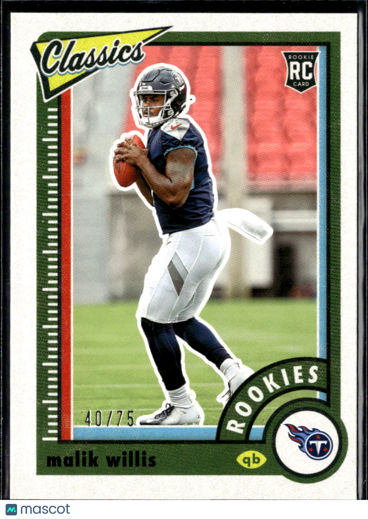 Malik Willis 2022 Classics Blue Back Rookie RC 40/75 Tennessee Titans
