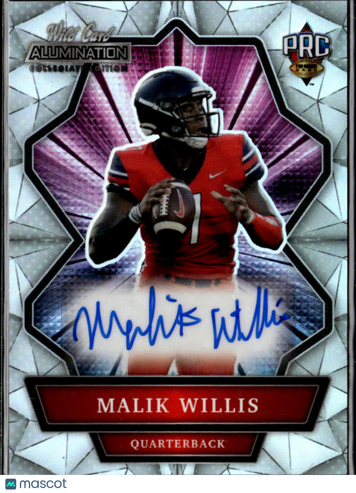 Malik Willis 2021 Wild Card Alumination Auto Autograph RC Liberty Dolphins
