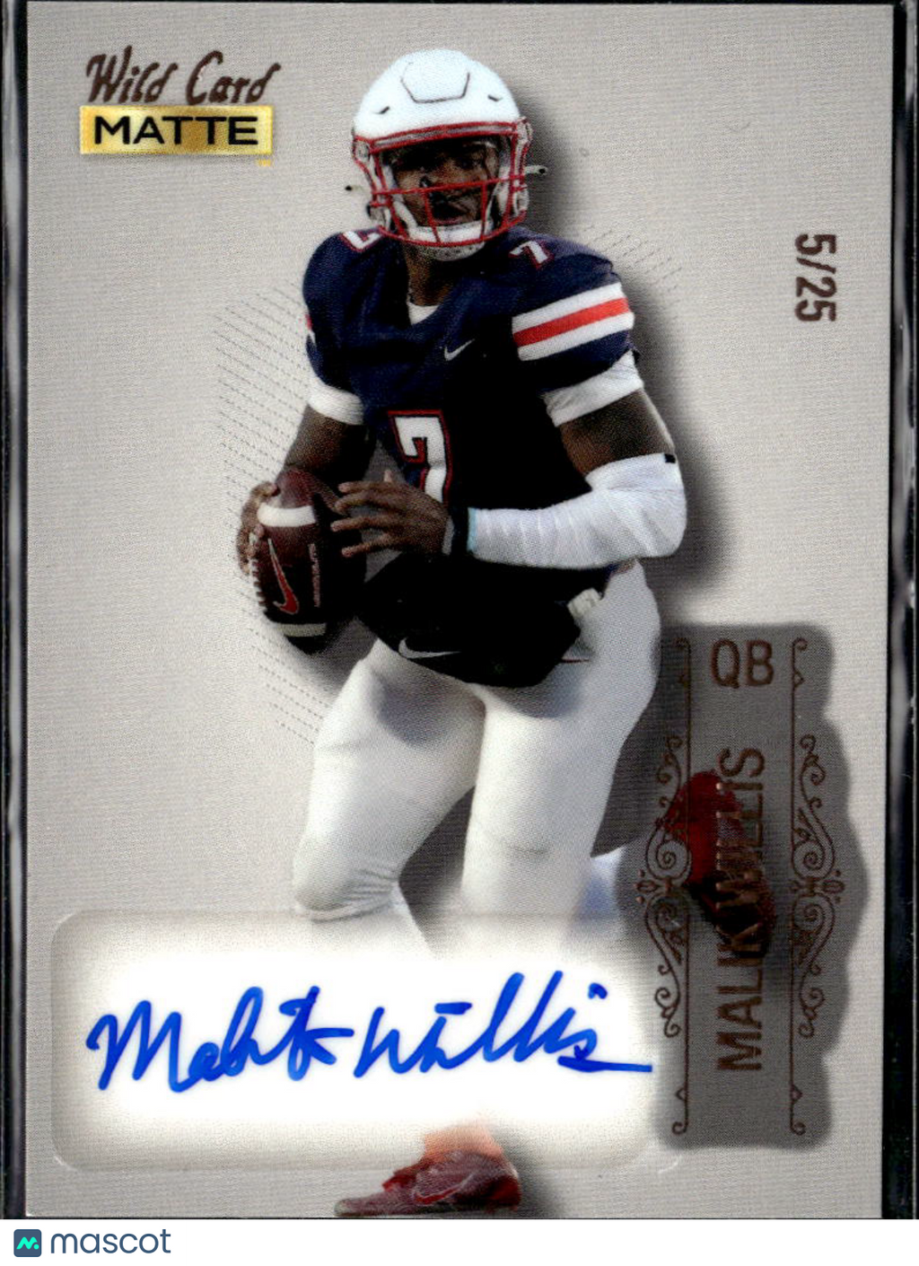 Malik Willis 2022 Wild Card Matte Auto Autograph RC 5/25 Liberty Dolphins
