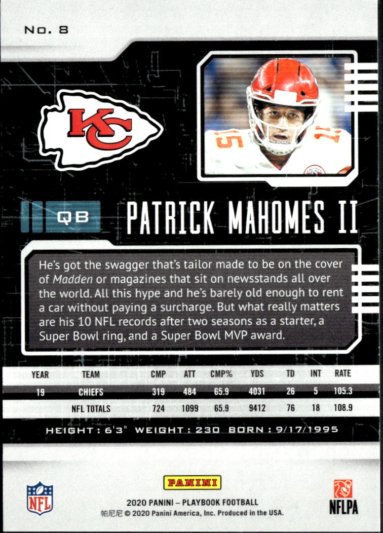 Patrick Mahomes II 2020 Playbook GOLD 36/49 Kansas City Chiefs