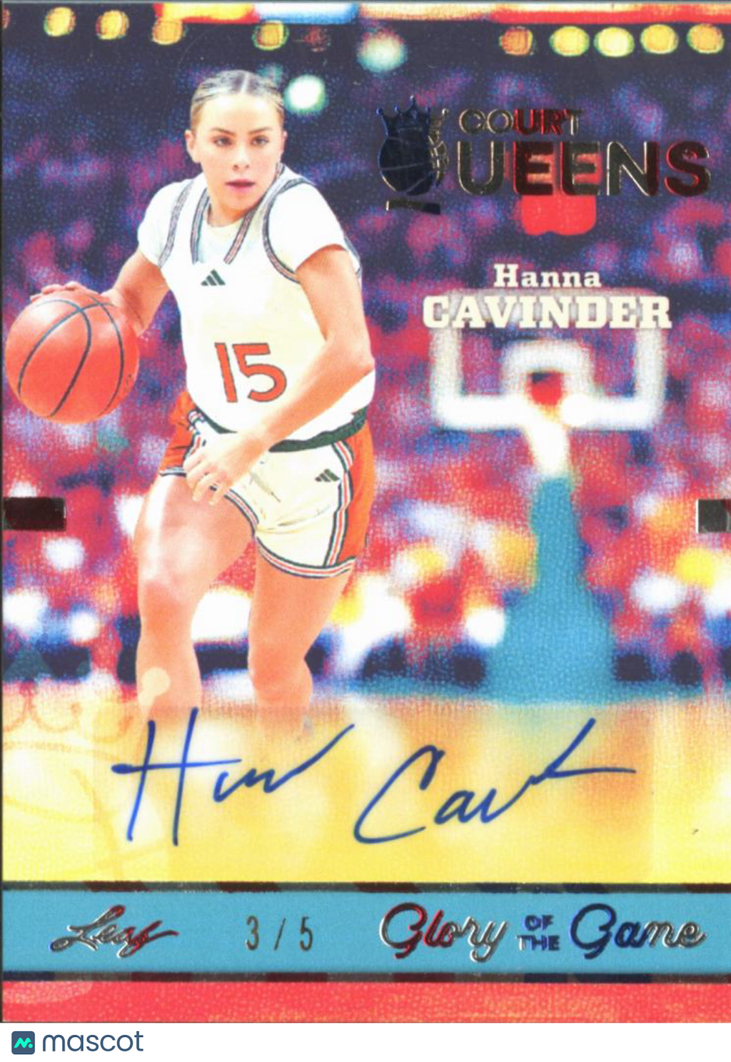 Hanna Cavinder 2025 Leaf Glory Court Queens Auto Autograph 3/5 Miami Hurricanes