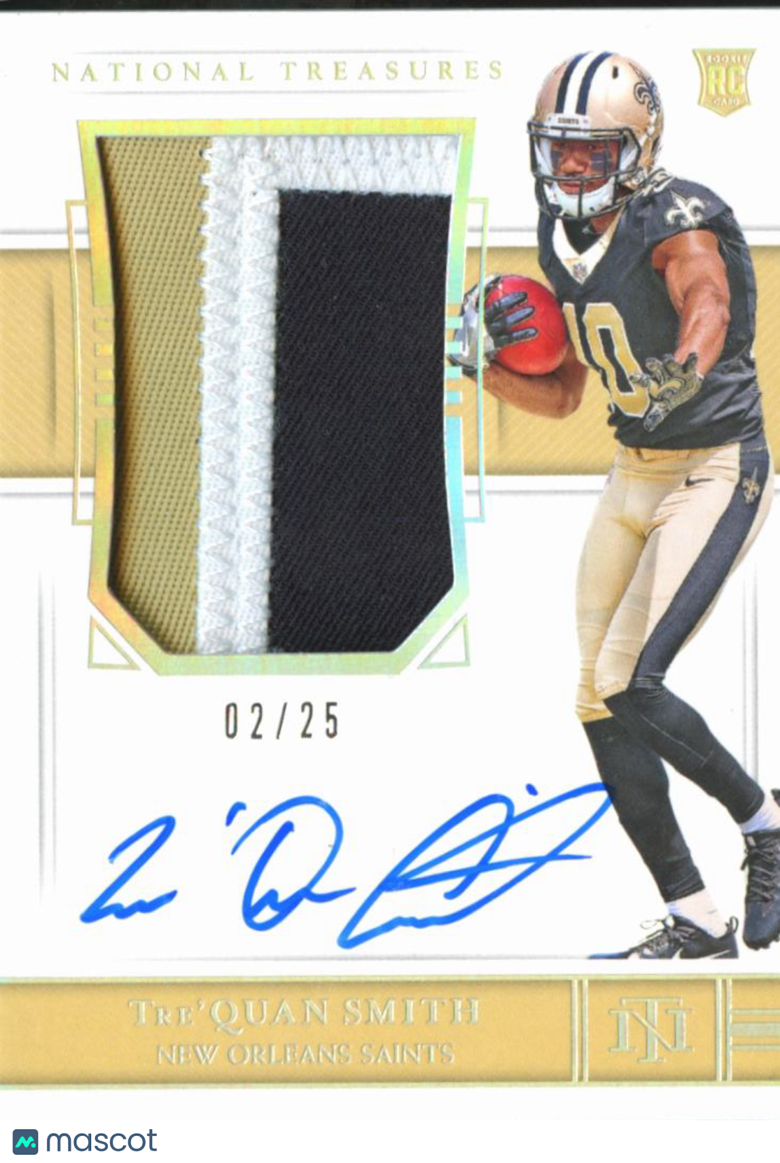 Tre'Quan Smith 2019 National Treasures Auto Autograph 2/25 New Orleans Saints