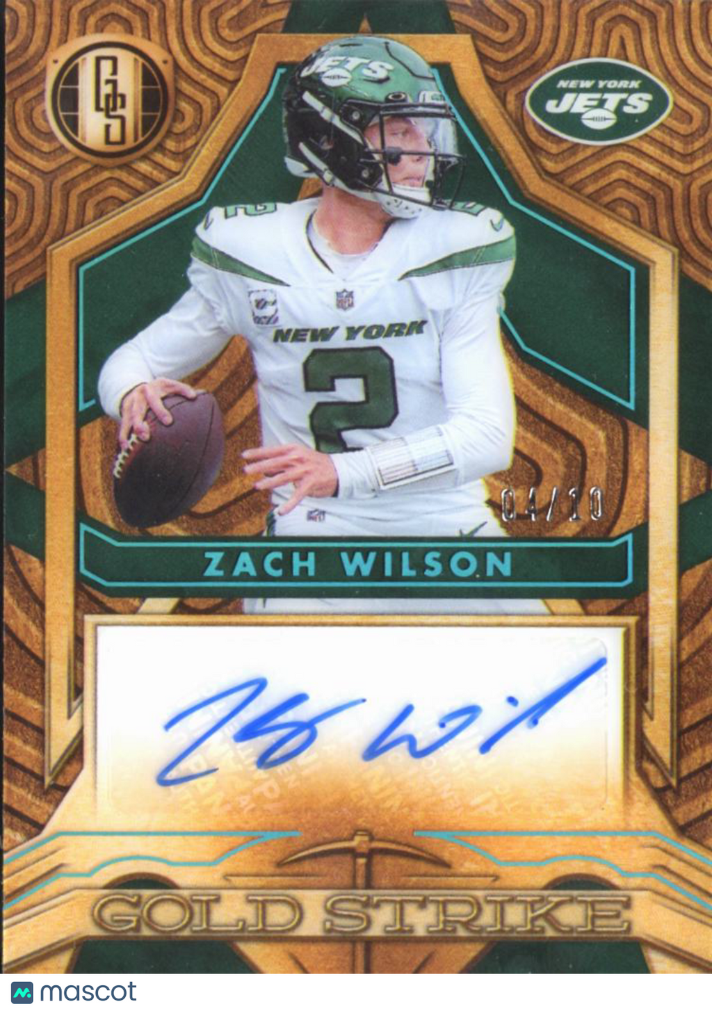 Zach Wilson 2022 Gold Standard Gold Strike Auto Autograph 4/10 New York Jets