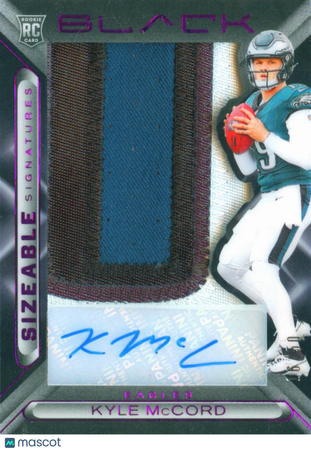 Kyle McCord 2025 Panini Black Auto Autograph Patch RC 16/50 Philadelphia Eagles