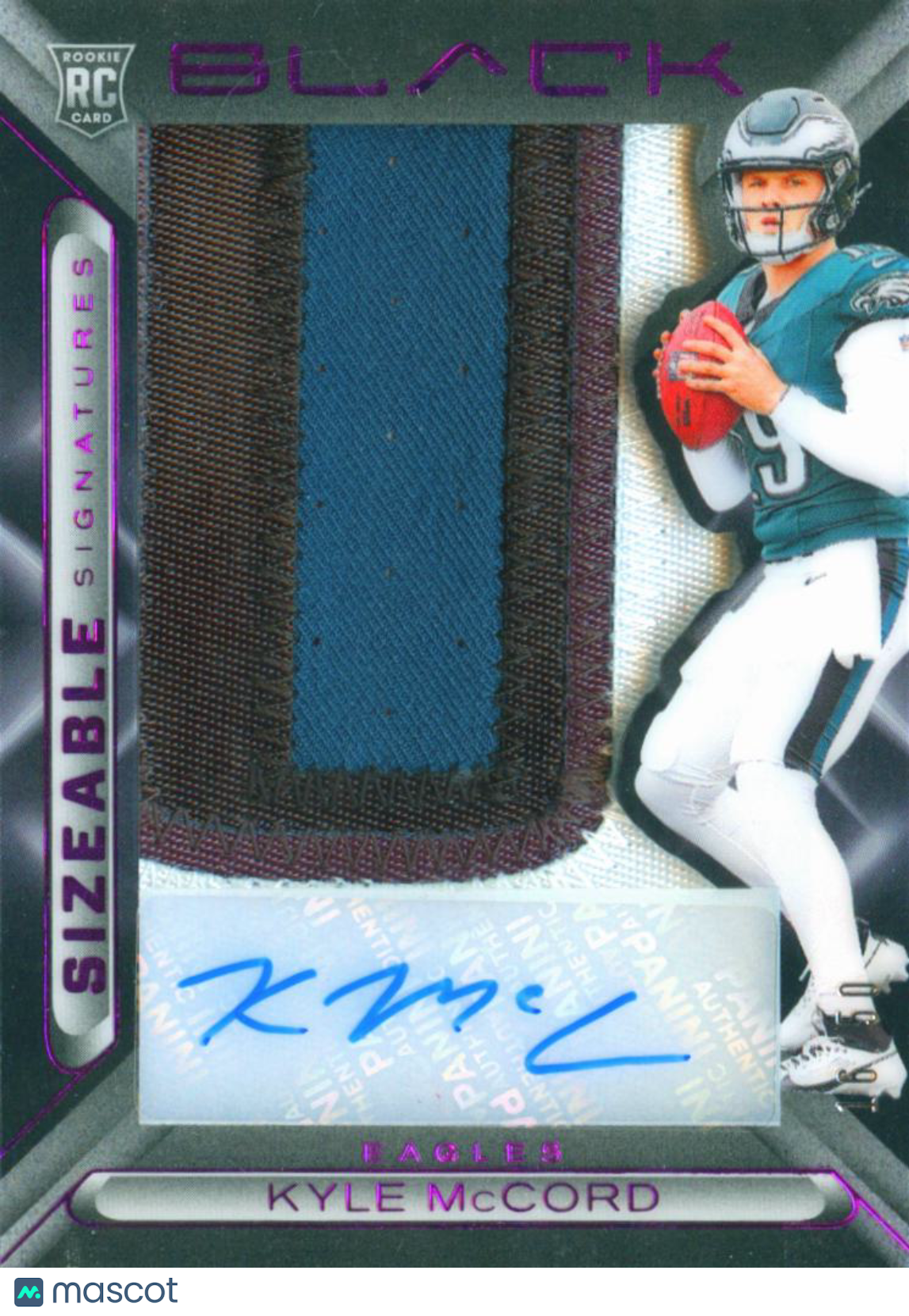 Kyle McCord 2025 Panini Black Auto Autograph Patch RC 16/50 Philadelphia Eagles
