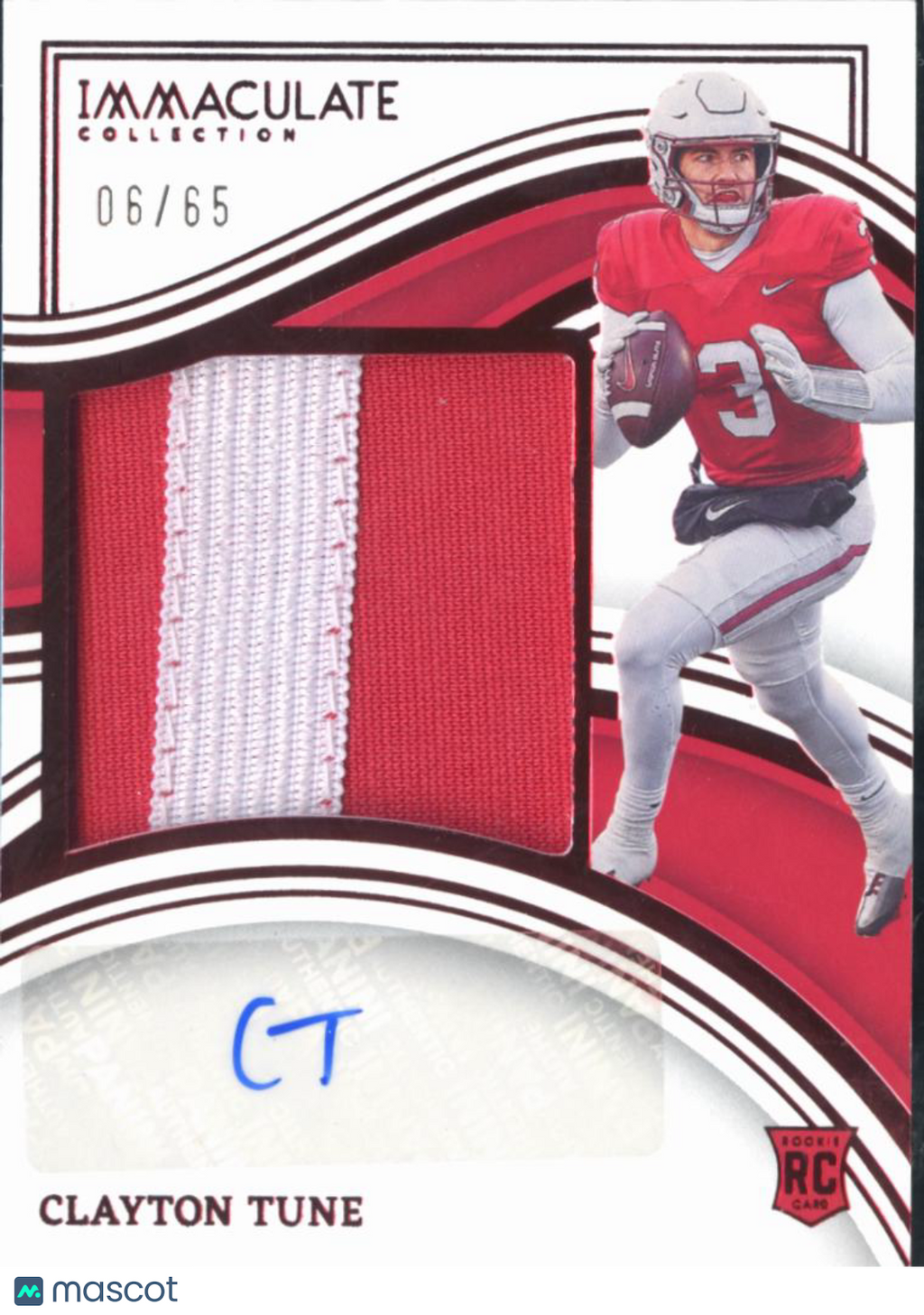 Clayton Tune 2023 Immaculate Auto Autograph Patch RC 6/65 Houston Cougars