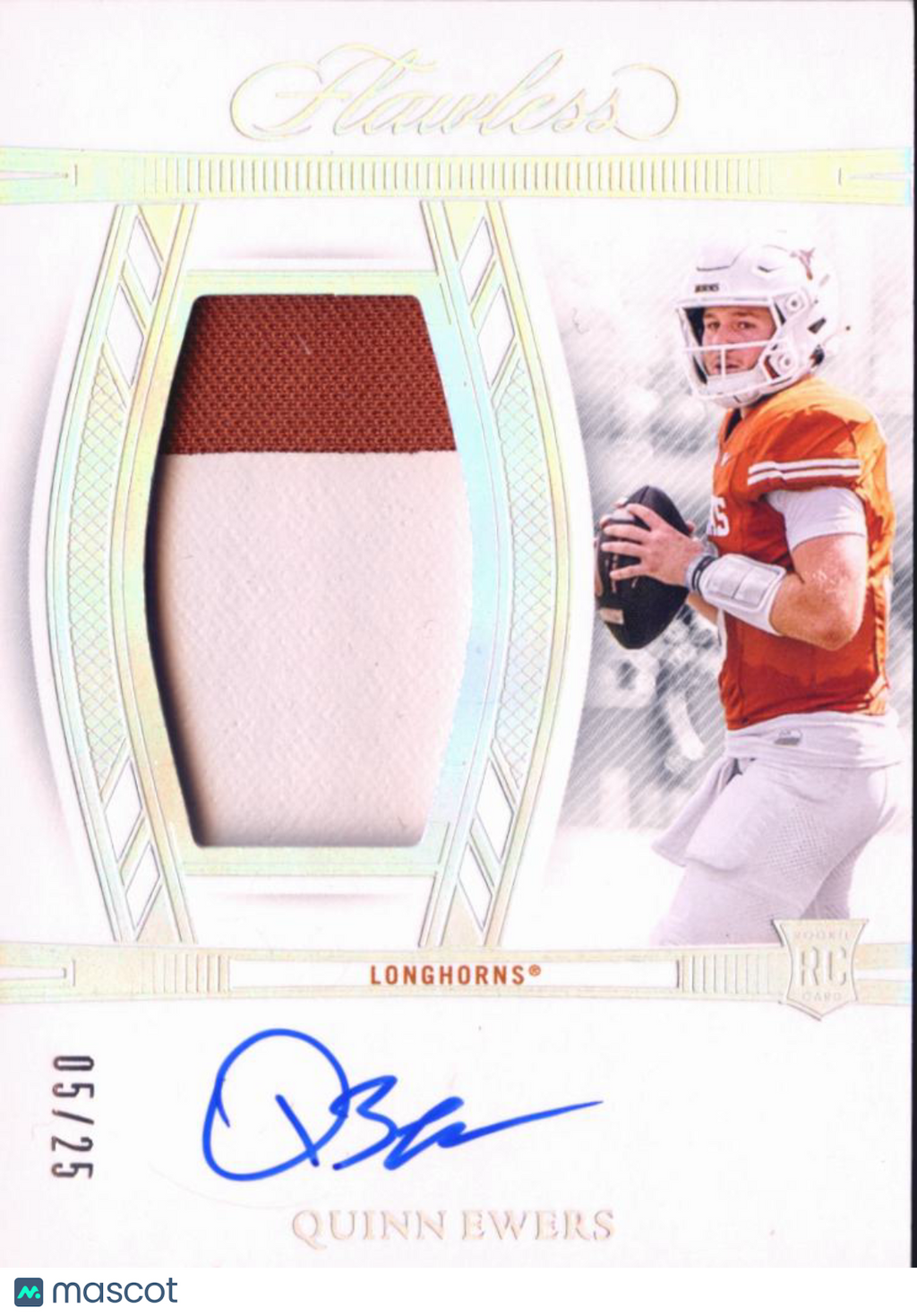 Quinn Ewers 2025 Flawless Auto Autograph Patch RC 5/25 Texas Longhorns