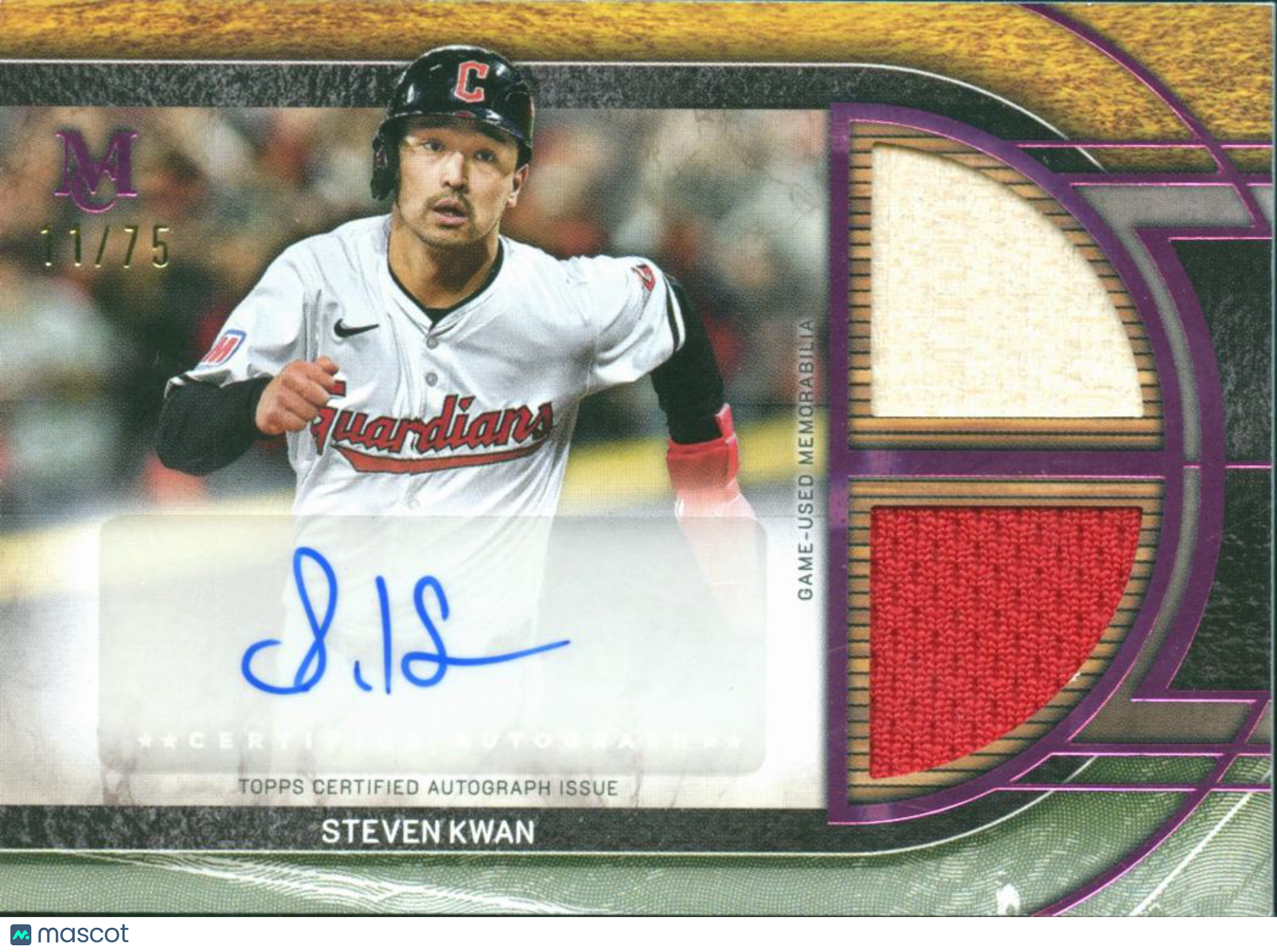 Steven Kwan 2025 Museum Collection Auto Autograph Patch 11/75 Guardians