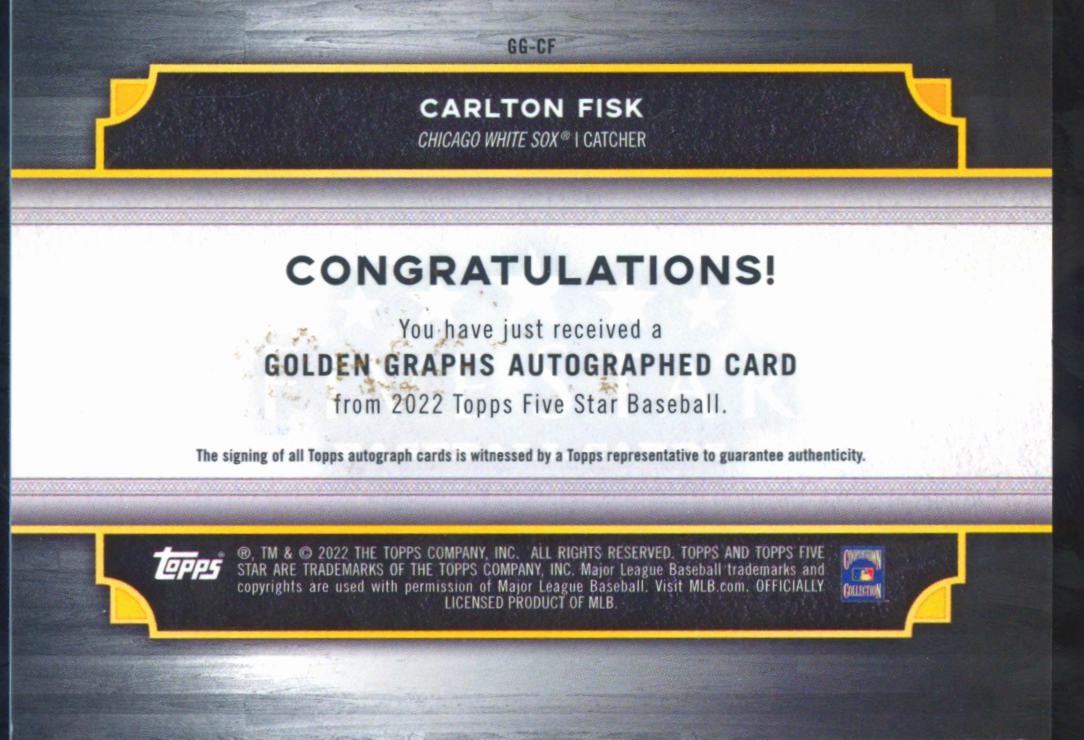 Carlton Fisk 2022 Topps Five Star Golden Graphs Auto Autograph 12/15 White Sox