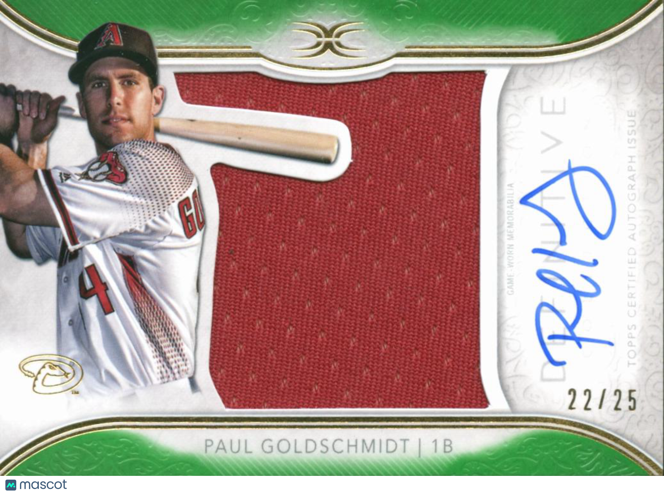 Paul Goldschmidt 2018 Topps Definitive Auto Autograph Patch 22/25 Diamondbacks