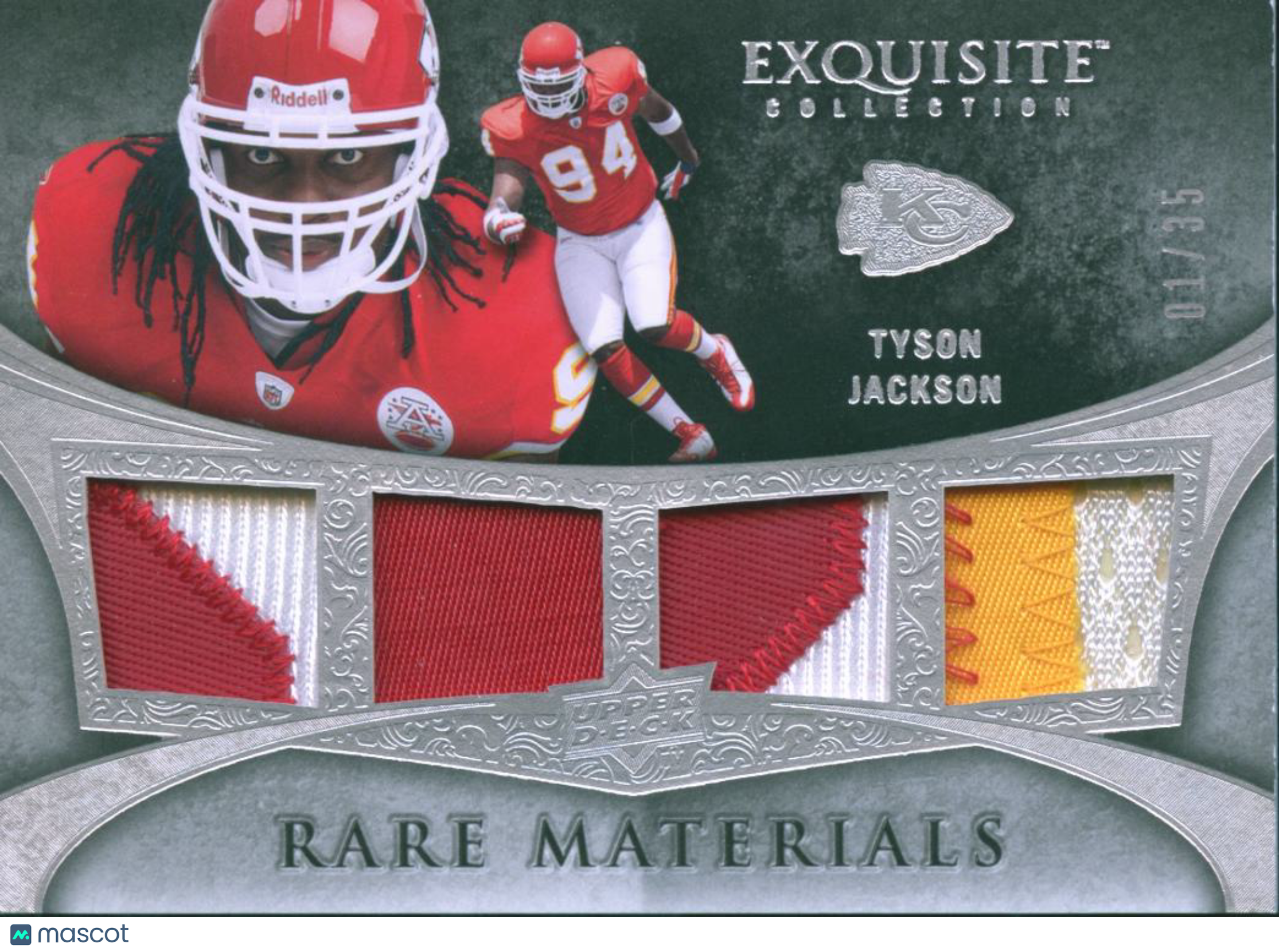 Tyson Jackson 2009 Upper Deck Exquisite Collection Rare Jersey Patch 1/35 Chiefs