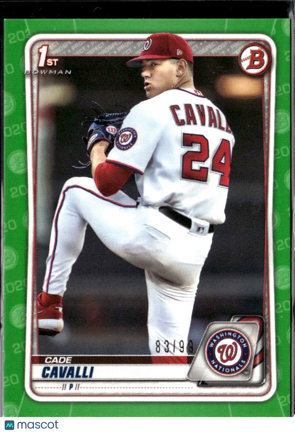Cade Cavalli 2020 Bowman 1st Green Rookie RC 83/99 Washington Nationals