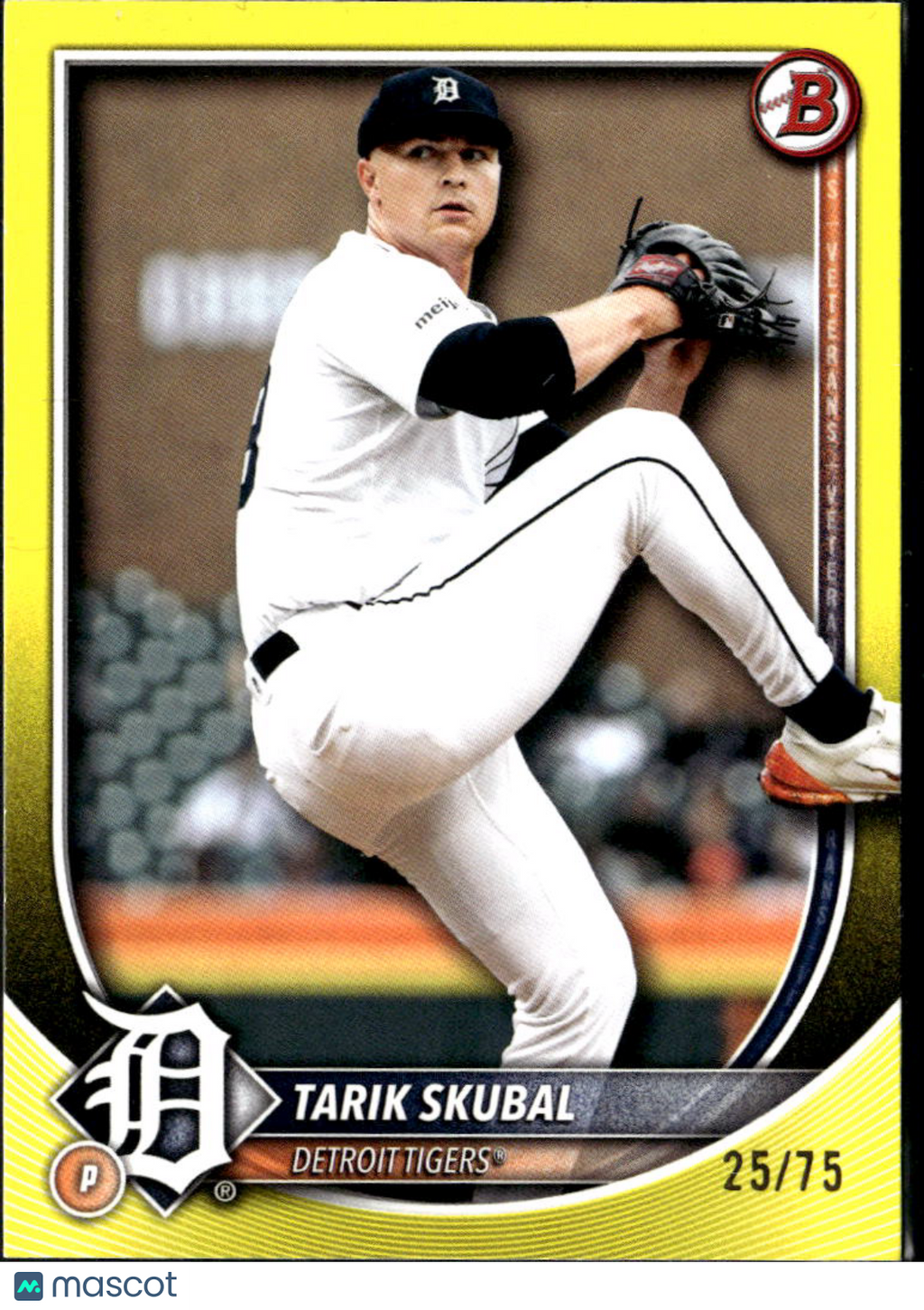 Tarik Skubal 2025 Bowman Yellow Parallel 25/75 Detroit Tigers