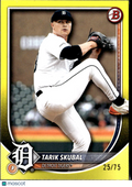 Tarik Skubal 2025 Bowman Yellow Parallel 25/75 Detroit Tigers