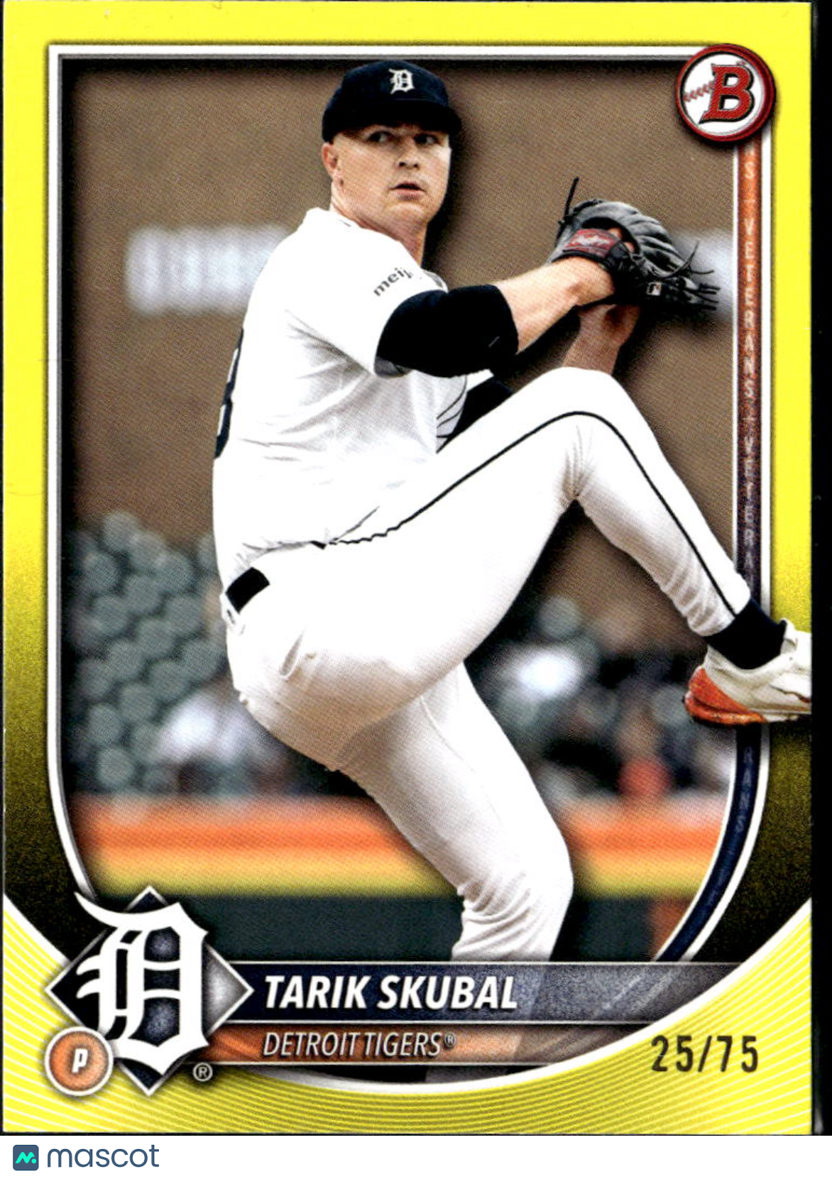 Tarik Skubal 2025 Bowman Yellow Parallel 25/75 Detroit Tigers
