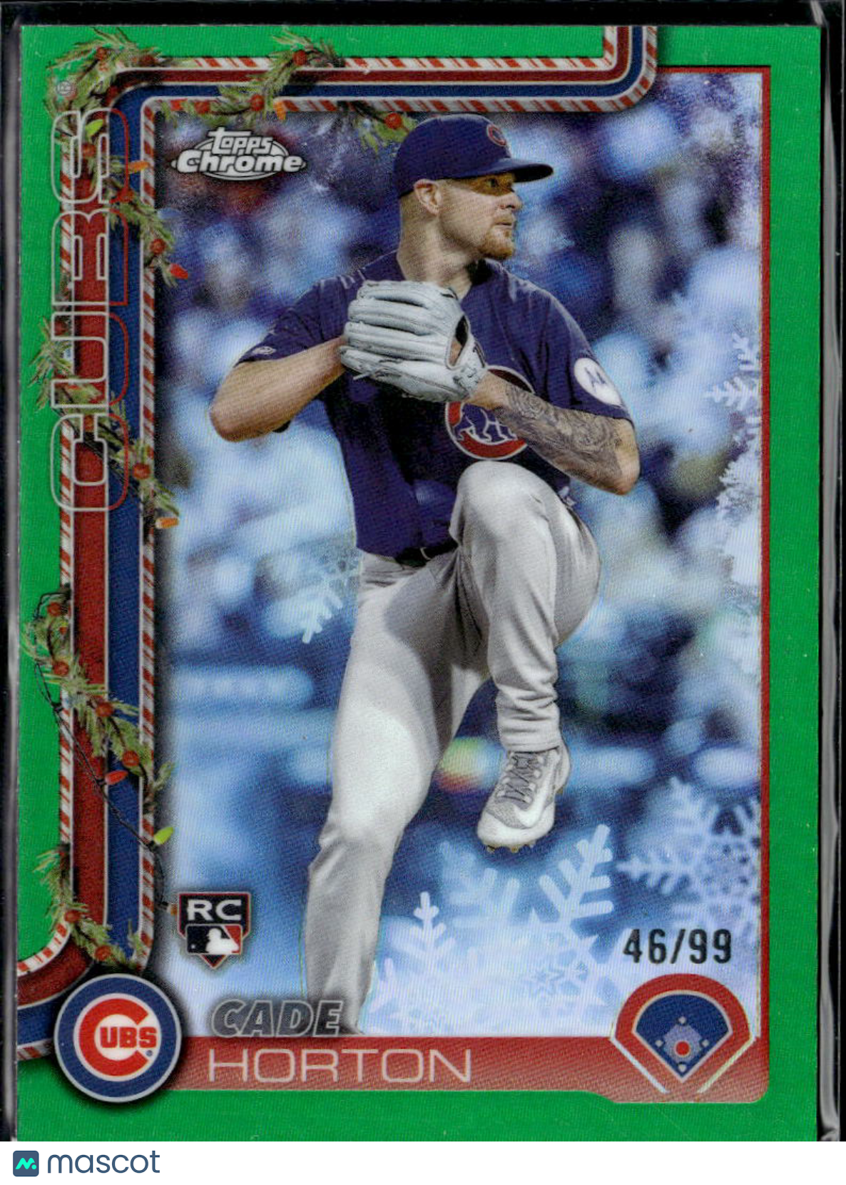 Cade Horton 2025 Topps Chrome Holiday RC Green Refractor 46/99 Chicago Cubs