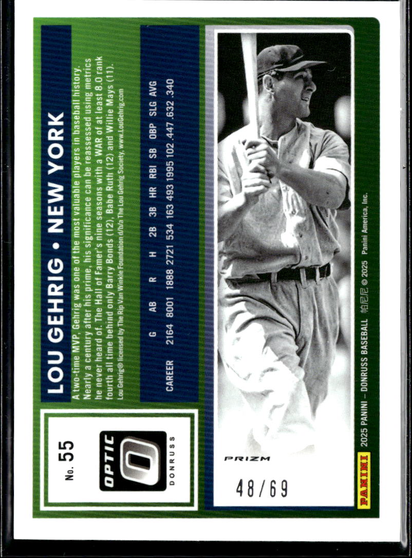 Lou Gehrig 2025 Optic Electricity Prizm 48/69 New York Yankees