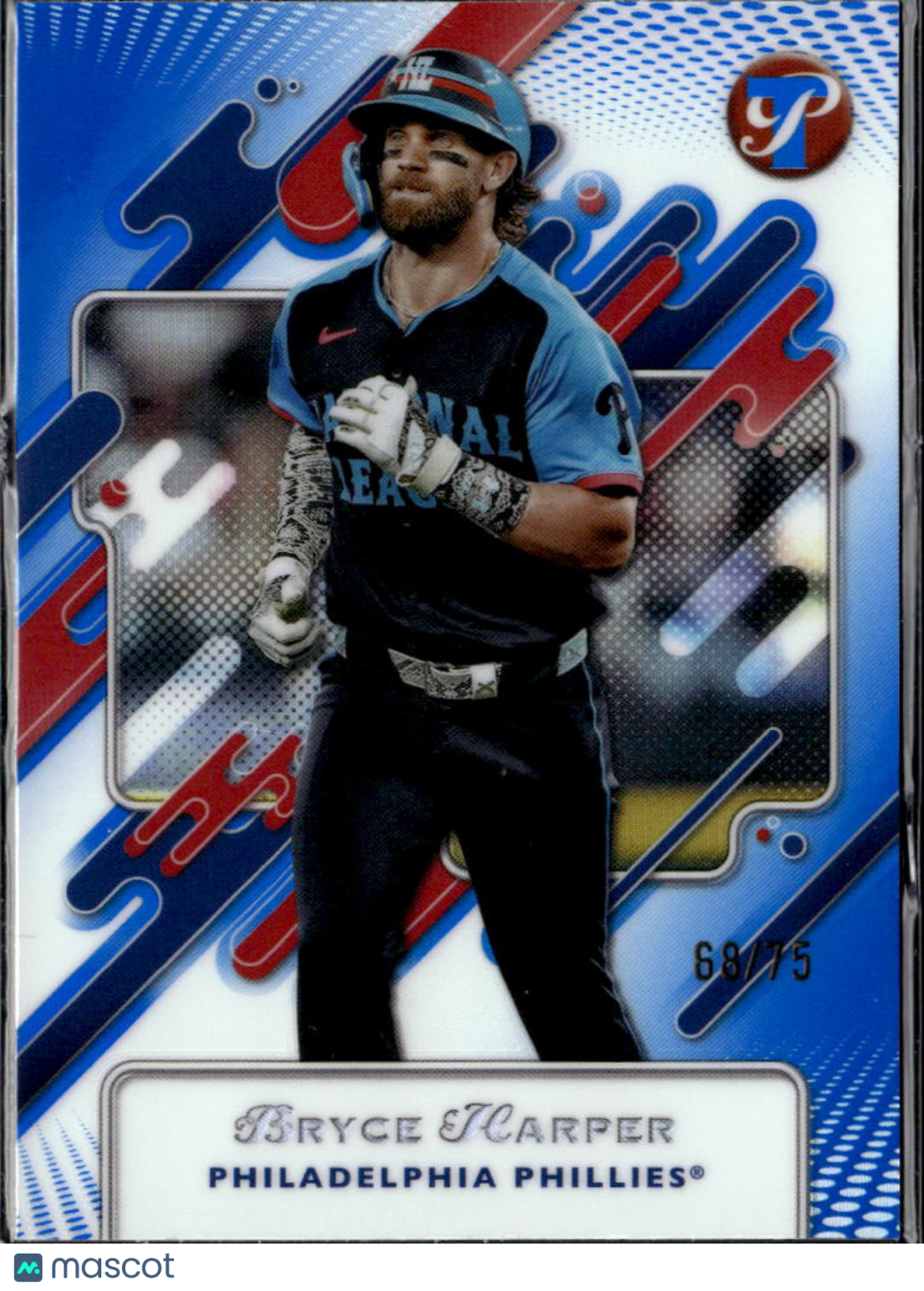 Bryce Harper 2025 Topps Pristine Blue Refractir 68/75 Philadelphia Phillies