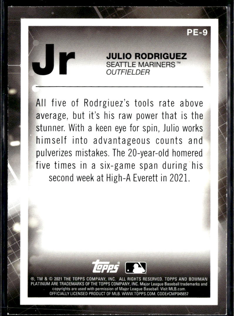 Julio Rodriguez 2021 Bowman Platinum Green RC 47/99 Seattle Mariners