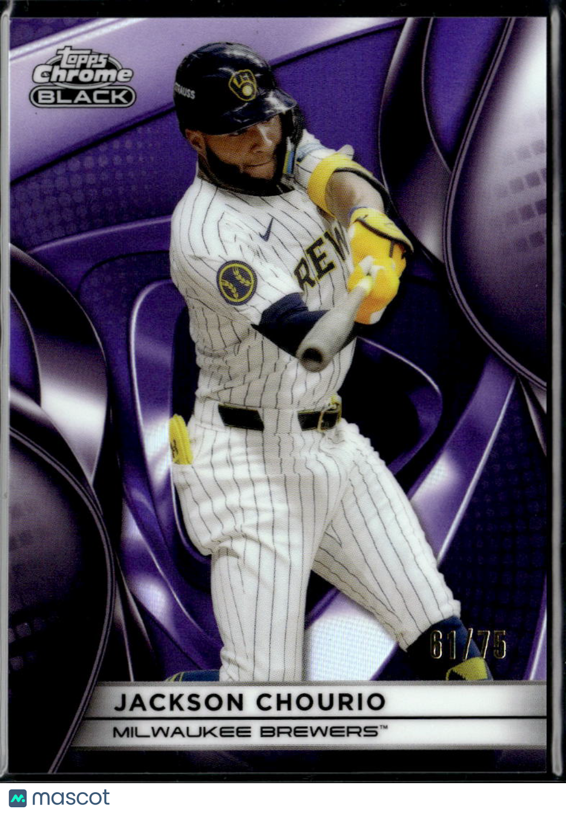 Jackson Chourio 2025 Topps Chrome Black Purple Refractor 61/75 Milwaukee Brewers