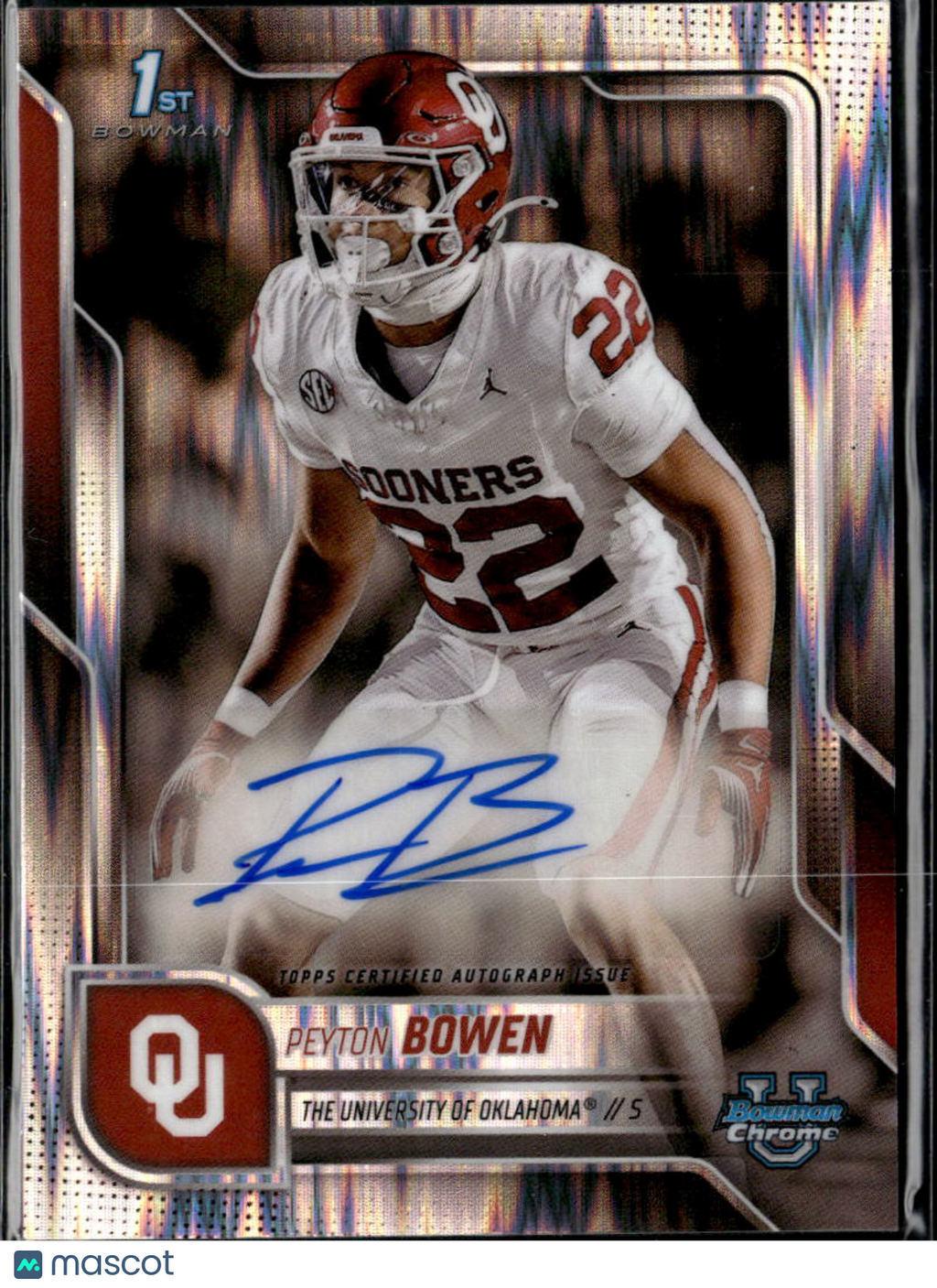 Peyton Bowen 2025 Bowman Chrome 1st Auto Autograph RC Oklahoma Sooners