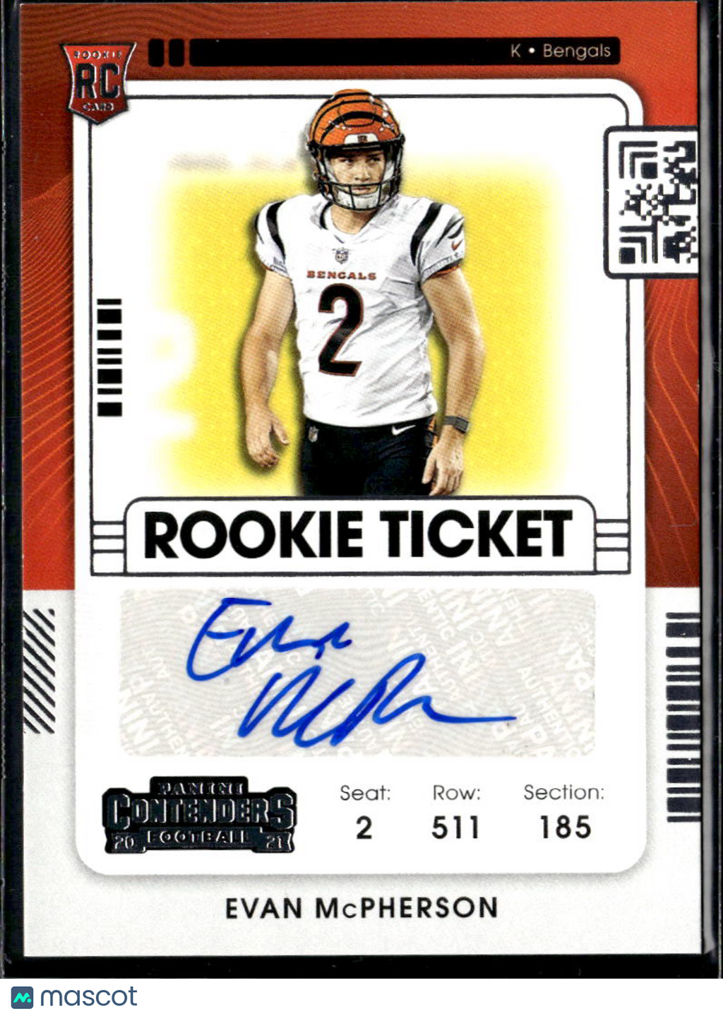 Evan McPherson 2021 Contenders Auto Autograph RC Rookie Cincinnati Bengals